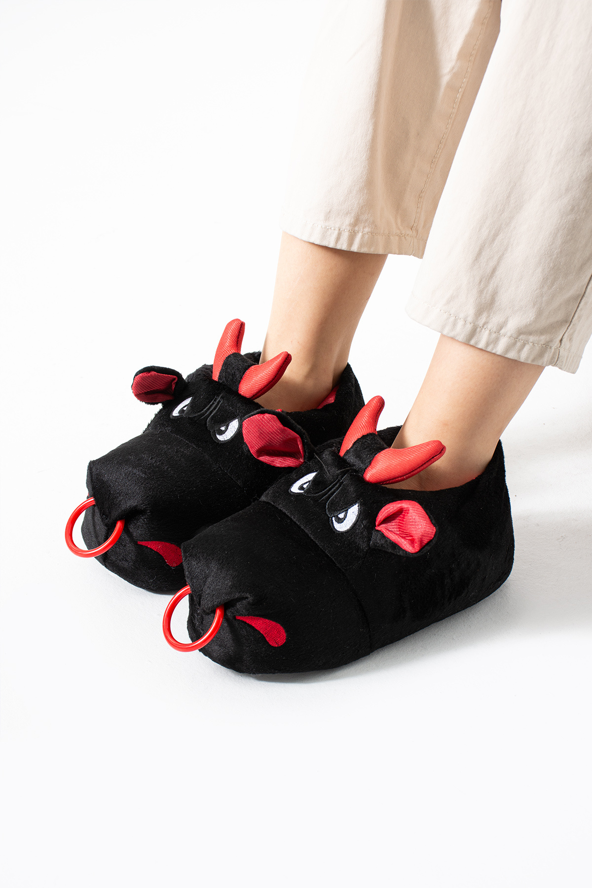 Black Bull Quiet Sole Snoozies Plush Home Shoes