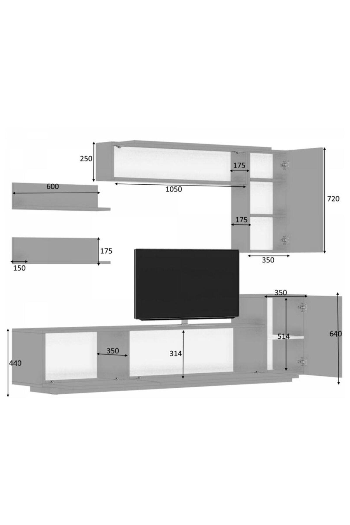 طاولة ومكتبة تلفزيون جدارية ابيض - venus