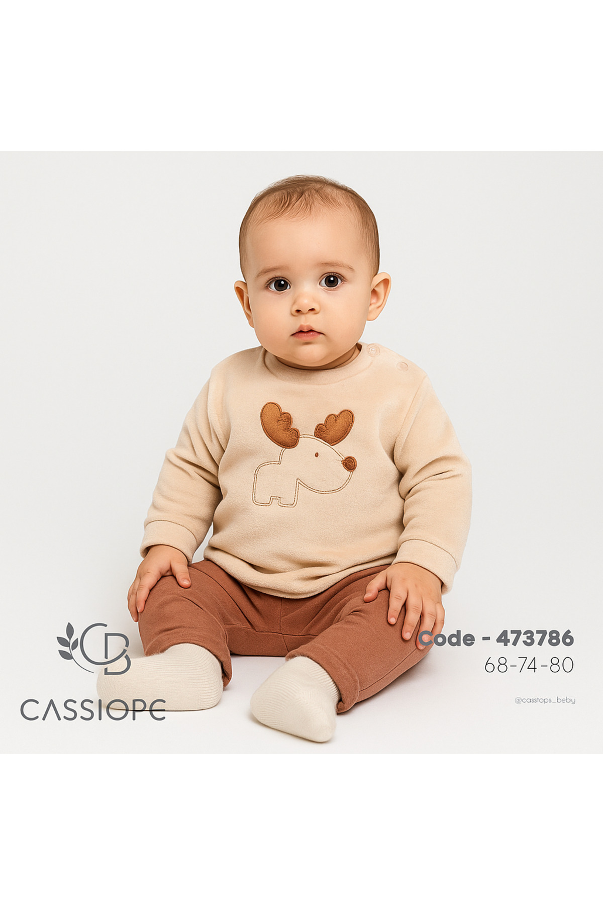 Cassiope Geyik Nakışlı Kadife İkili Takım Pantolonu Fitilli Kadife fotoğrafı 5 (önizleme)