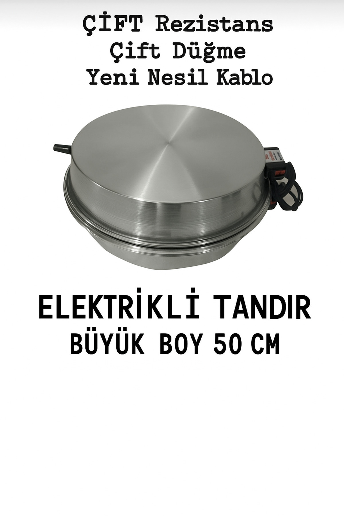 banuborkun Elektrikli Tandır Fırın Ekmek, Lahmacun Pizza Yemek Yapma Makinası Topraklı Kablo Büyük Boy 48 Cm