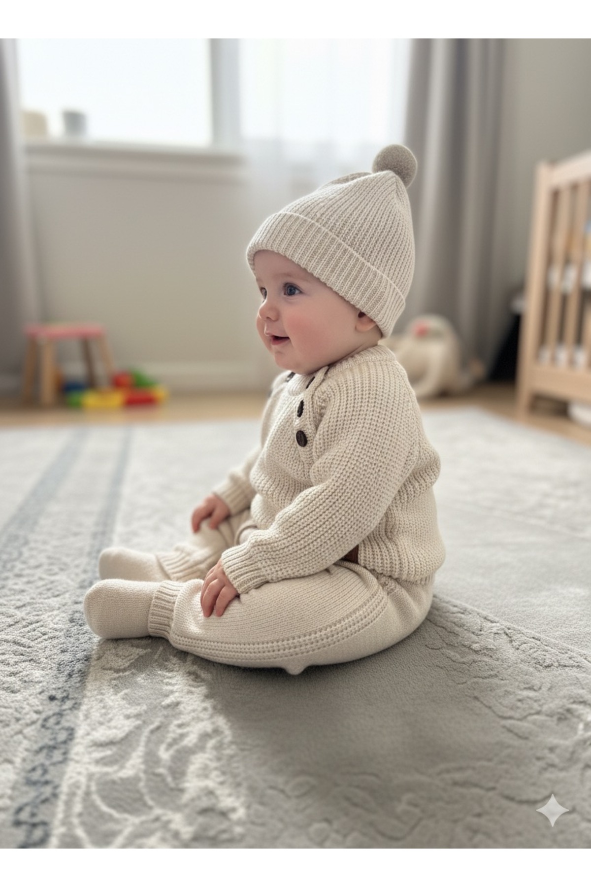 BİLGEN Style ERKEK BEBEK TRİKO SELANİK ÖRME ŞAPKALI KIŞLIK 3 LÜ TAKIM fotoğrafı 2 (önizleme)