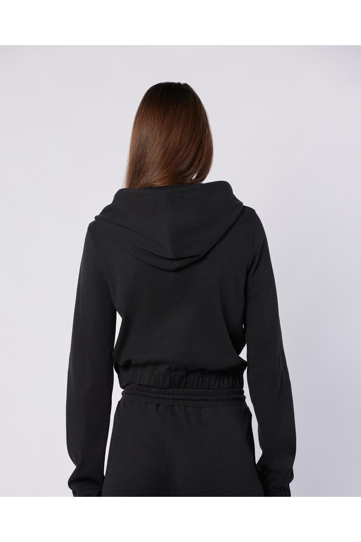 Kappa Leda Full Zip Kadın Siyah Regular Fermuarlı Eşofman Üstü görsel 4