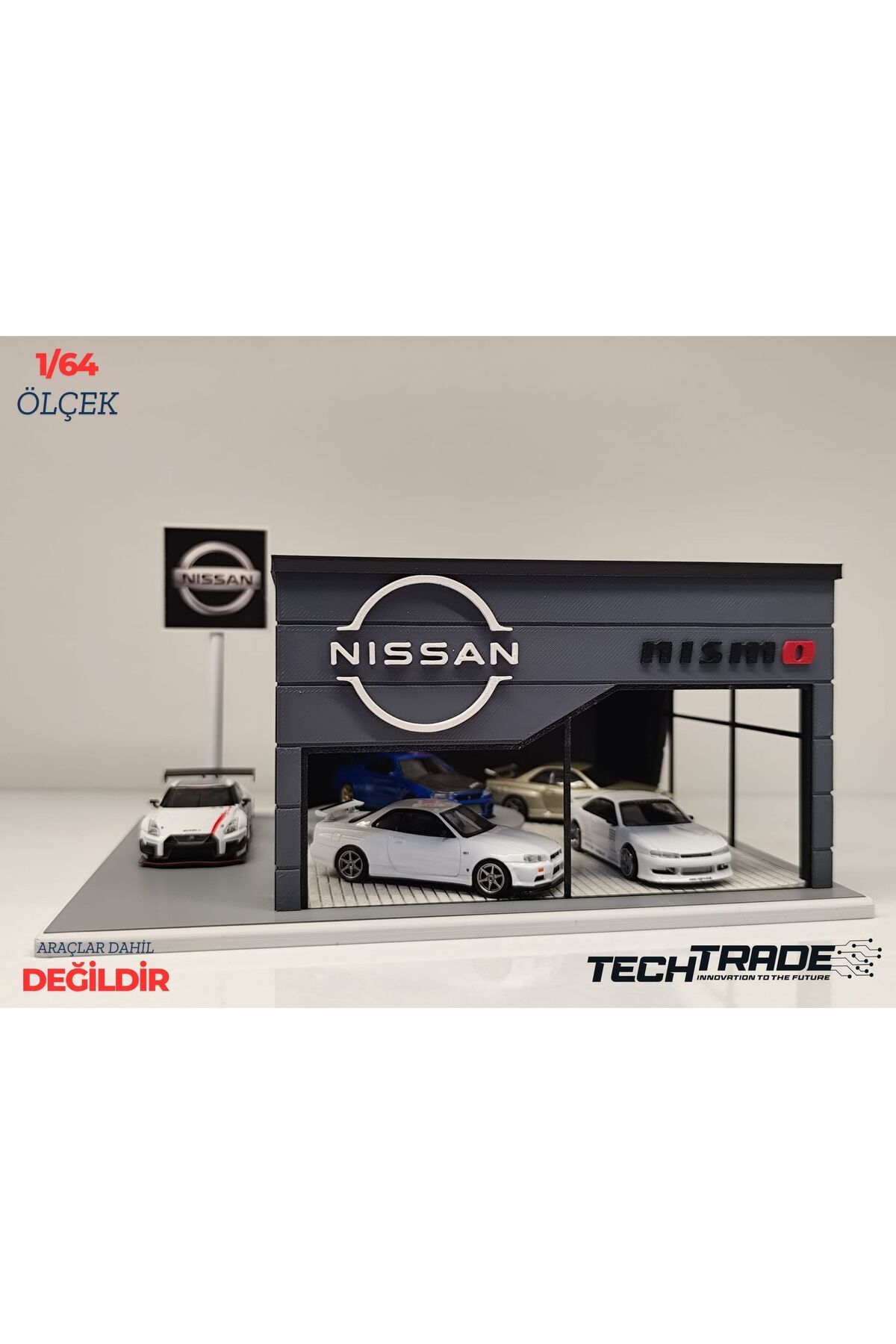 Tech Trade Nissan Diecast Showroom Garaj Diorama 1:64 Ölçek