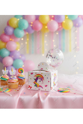 VELONZAL Unicorn Temalı Lokum Kutusu-Doğum Günü-Parti-Kutlama-Hediyelik Lokum...