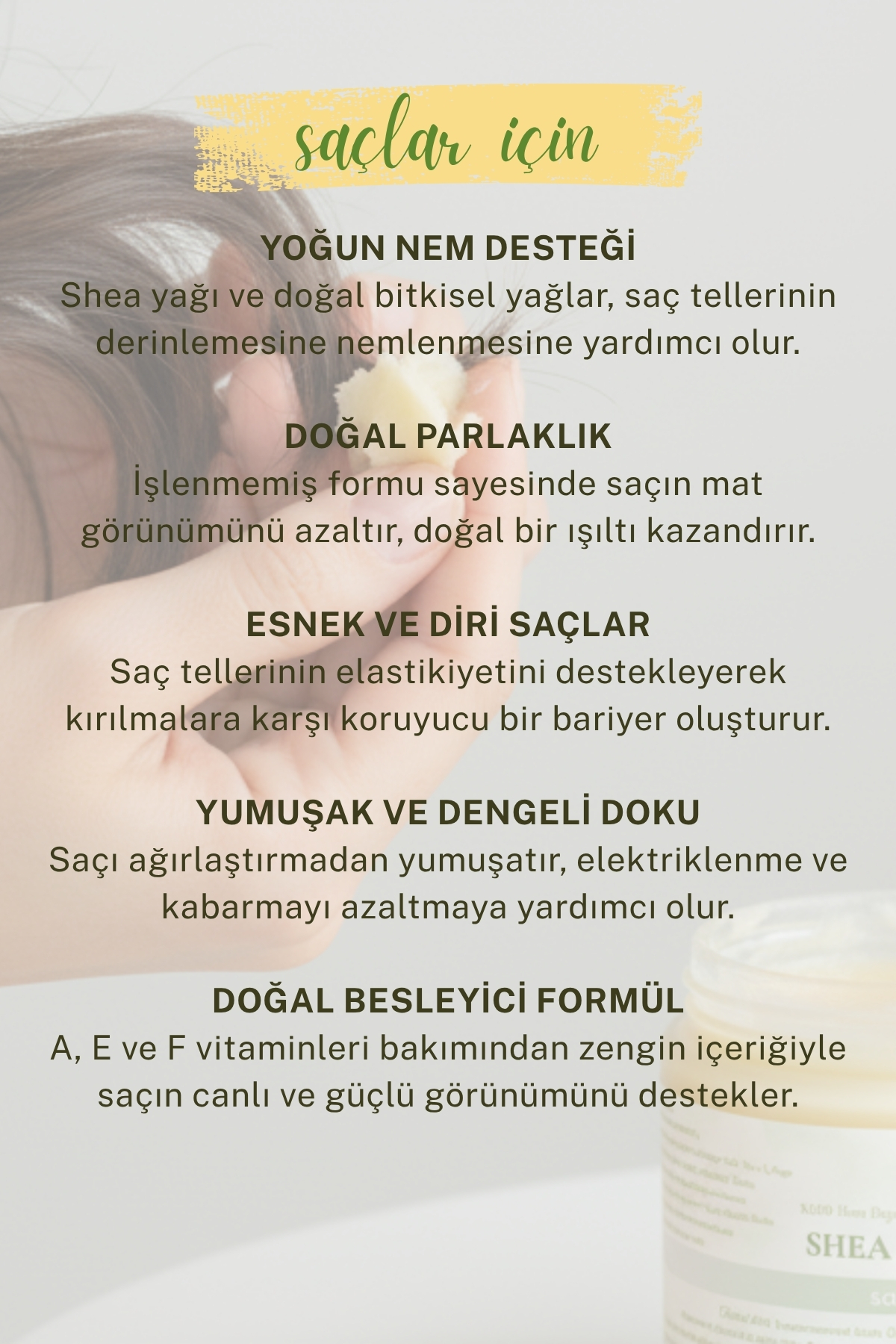 Shea Yağı - Soğuk Sıkım Ham Işlenmemiş Raw Virgin Shea Butter 100 gr — S24SHEA03 — تصویر 7 از 8