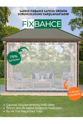 Fixbahce FixBahçe 2mx2.5m Şeffaf PVC Rüzgar Geçirmez Naylon Branda