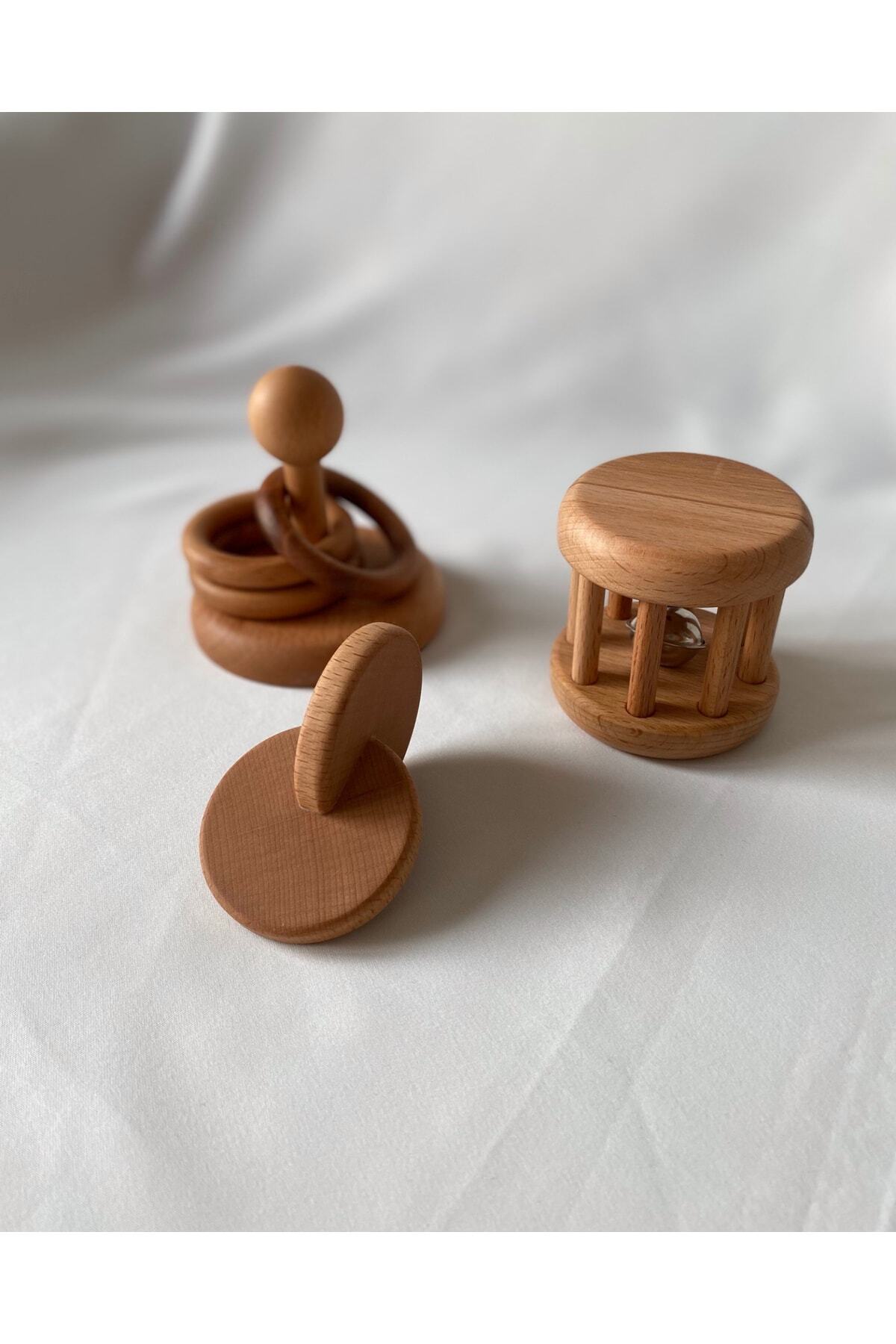 tiny wood Doğal Ahşap Montessori Ahşap Oyun Seti, Oyun Halka, Disk, Çıngırak Seti 3 Lü fotoğrafı 4 (önizleme)