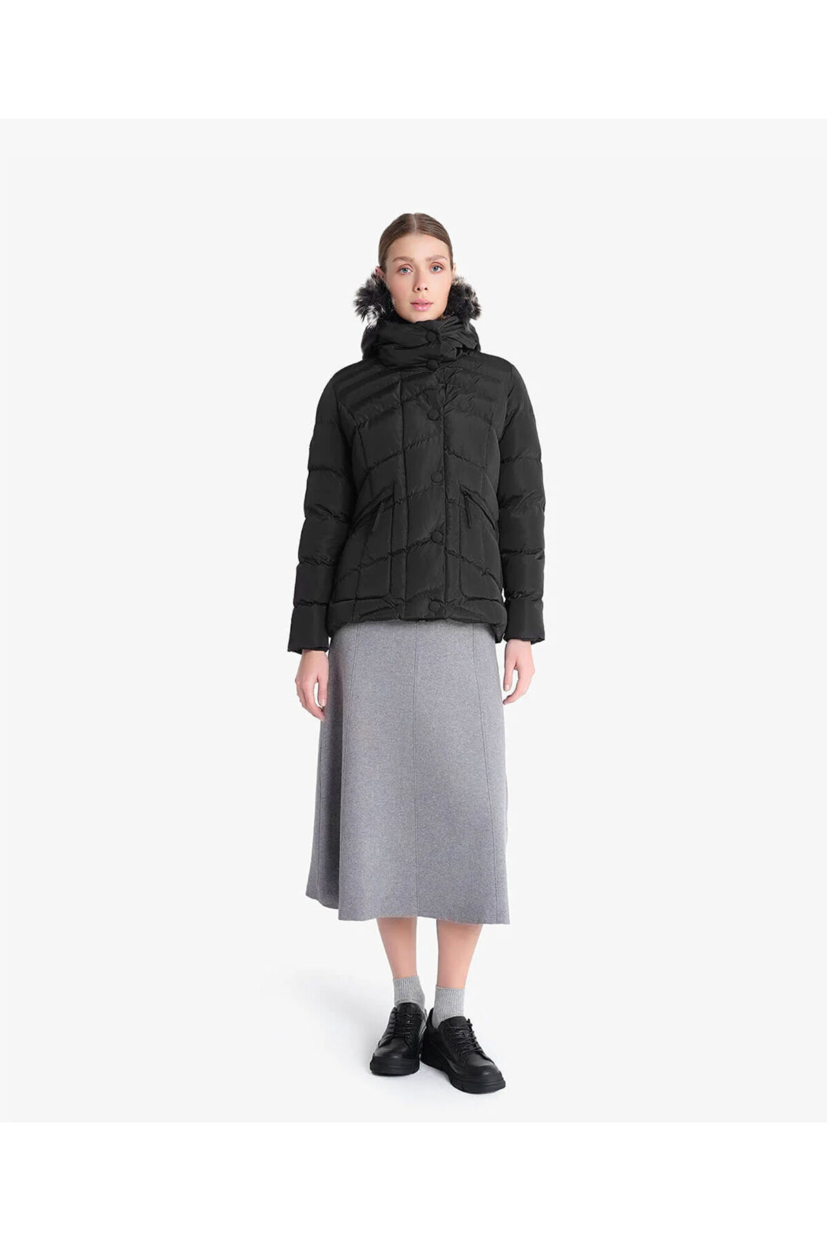 Greyder  Kadın Siyah Suya Dayanıklı Kaz Tüyü Mont 4K2TM84003 - Görsel 3