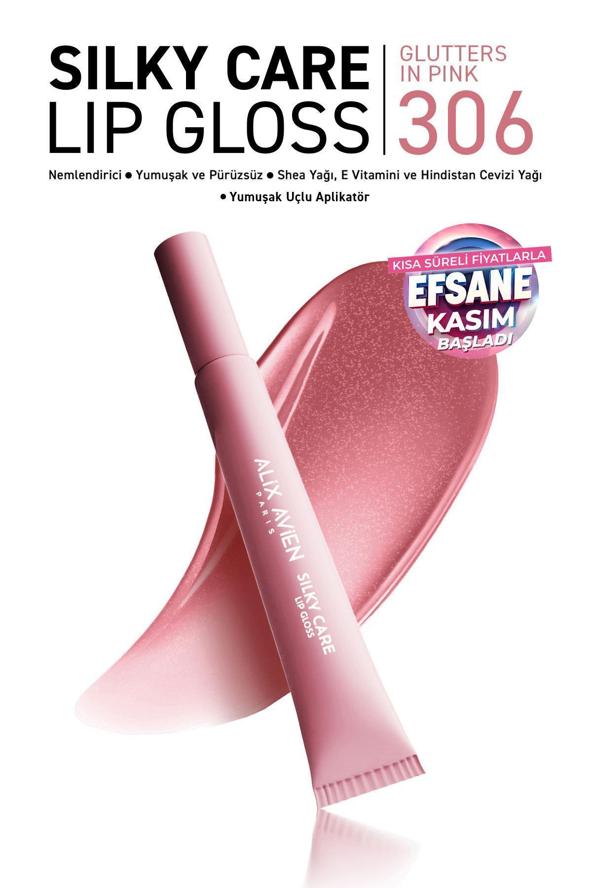 Alix Avien Dolgun Gürünüm ve Nemlendirici Etkili Dudak Parlatıcısı - Silky Care Lipgloss 306 Glutters In Pink