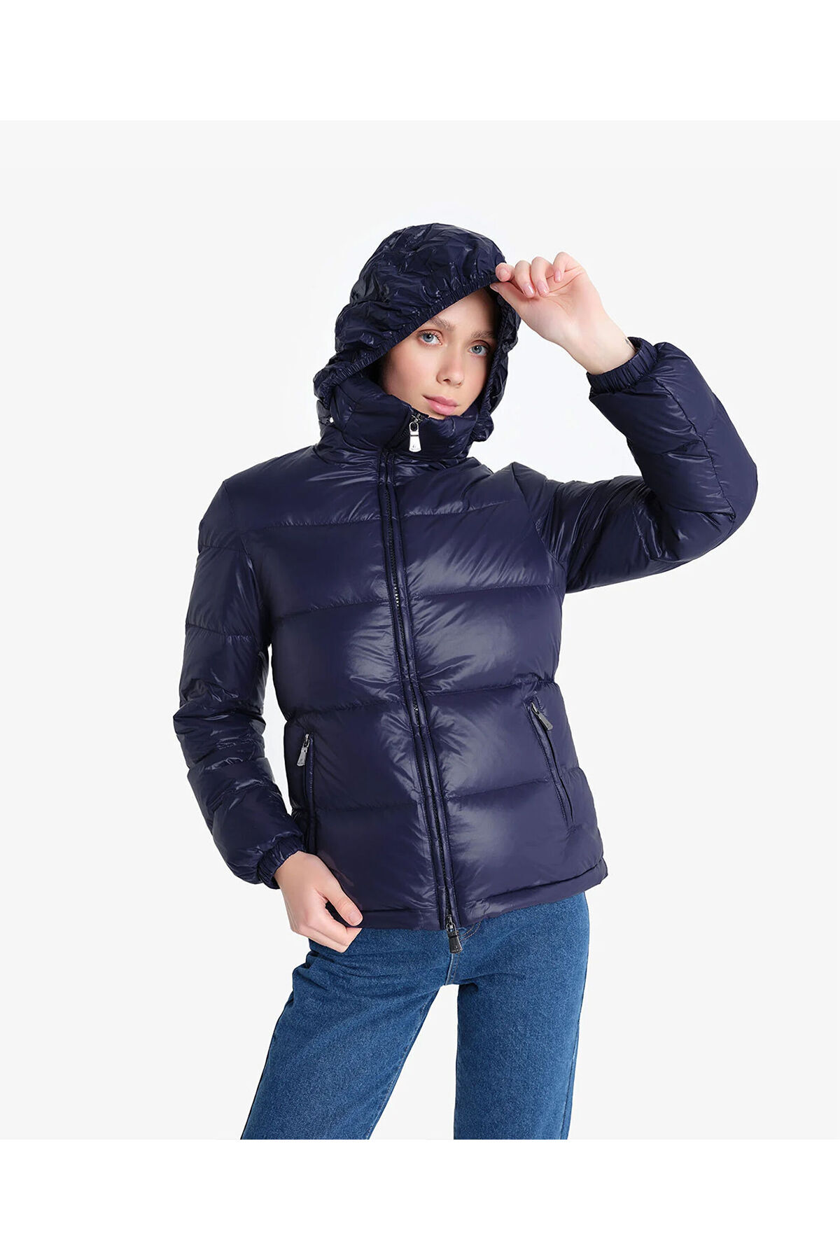 Greyder  Kadın Parlak İndigo Suya Dayanıklı Kaz Tüyü Mont 4K2TM84014 - Görsel 8