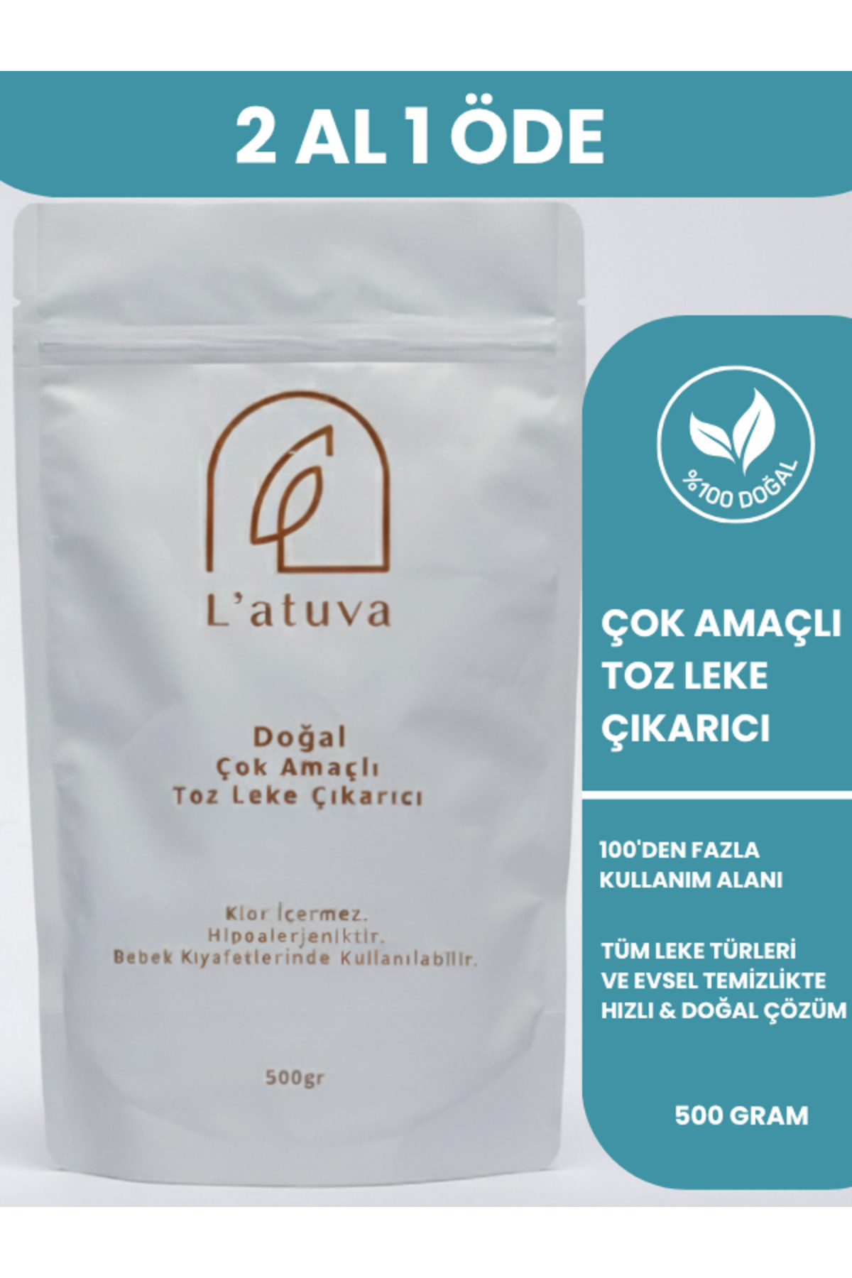 L'atuva Çok Amaçlı Doğal Toz Leke Çıkarıcı (100'den Fazla Kullanım Türü) 500 Gram