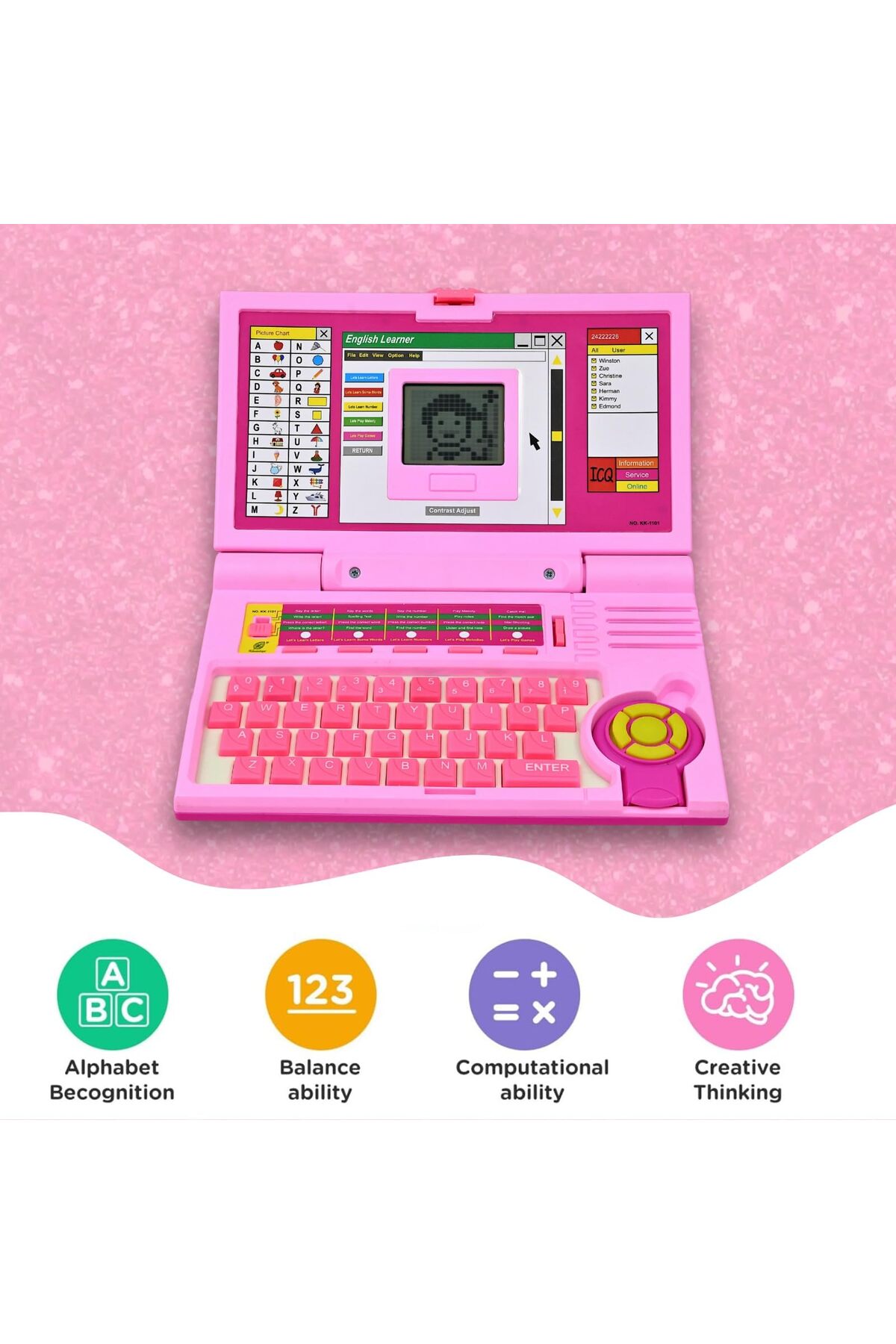 لپ‌تاپ آموزشی زبان انگلیسی برای نوپاها؛ اسباب‌بازی سرگرم‌کننده و آموزشی برای کودکان؛ بازی ایمن، جذاب و تعاملی