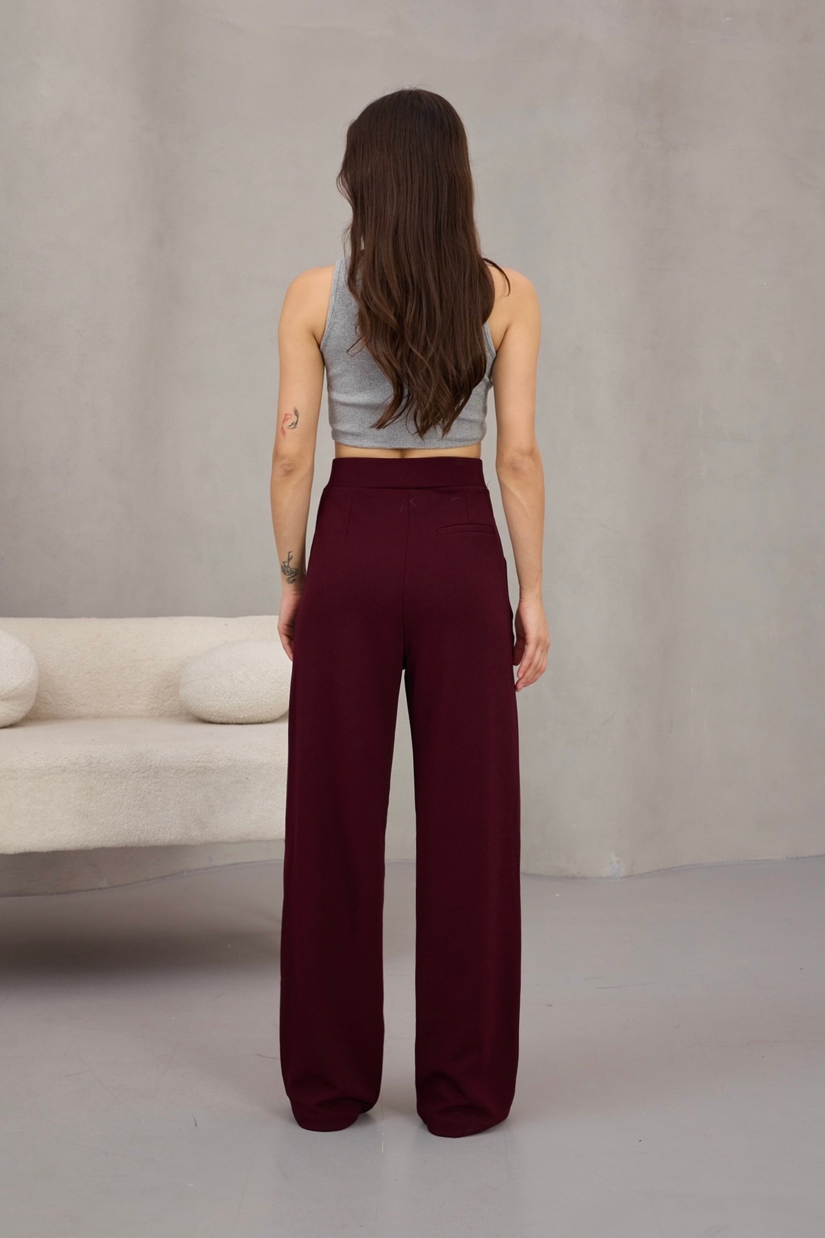 alanora  Kadın Likralı Salaş Geniş Paça Palazzo Pantolon - Görsel 7