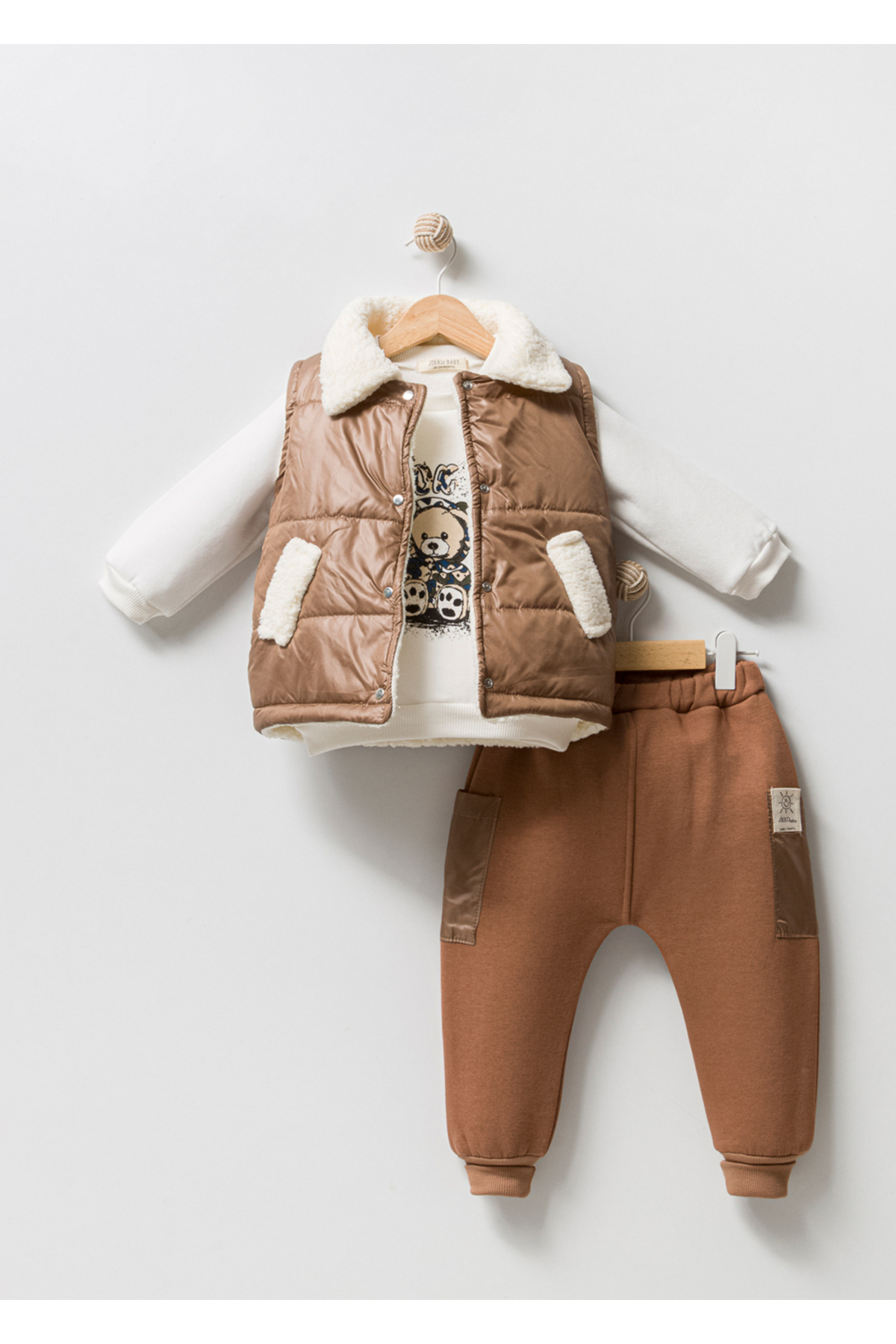 Jikko Baby Takım Şişme Yelekli Kuzu Astarlı Mikro Cepli Takım fotoğrafı 4 (önizleme)