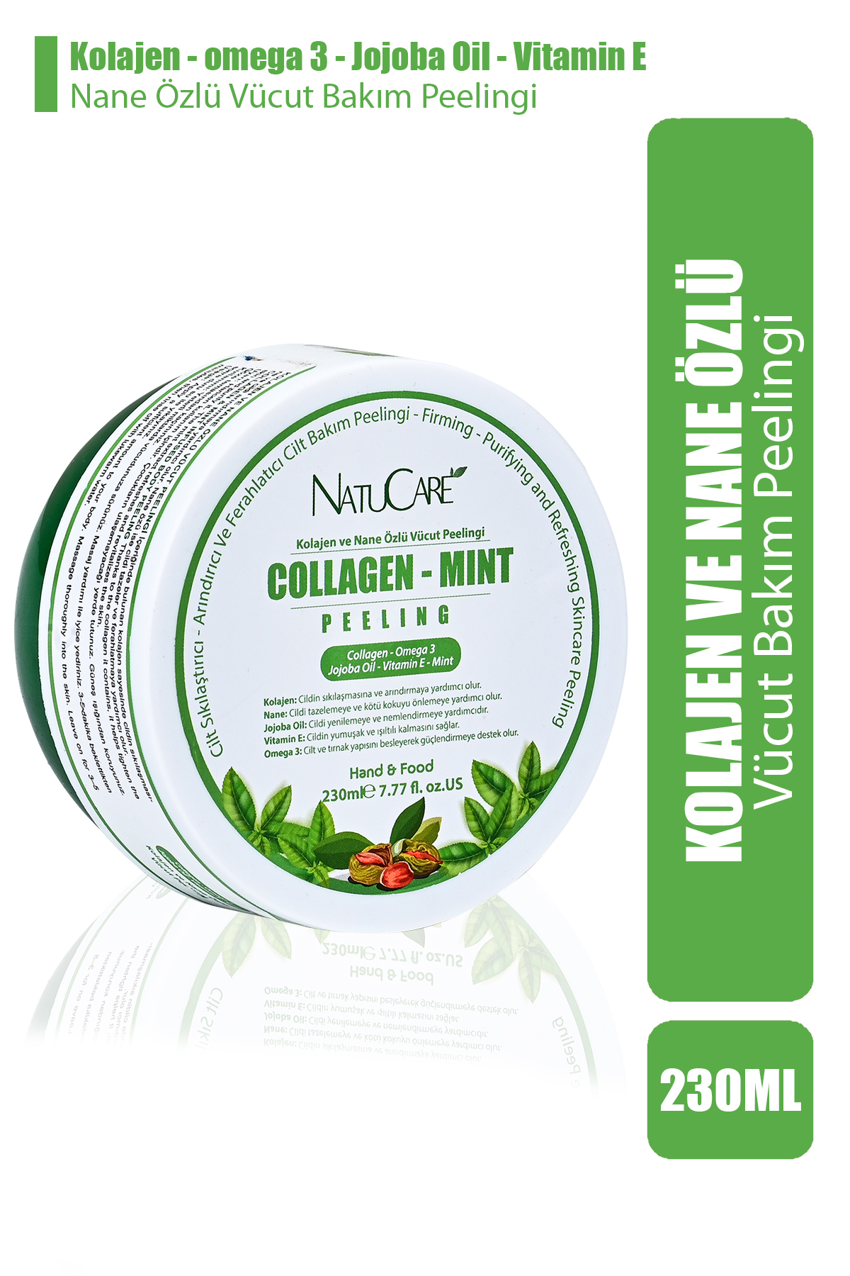 NatuCare Kolajen ve Nane Özlü Sıkılaştırıcı - Besleyici - Batık Önleyici Vücut Peelingi 230ML — NC-86406
