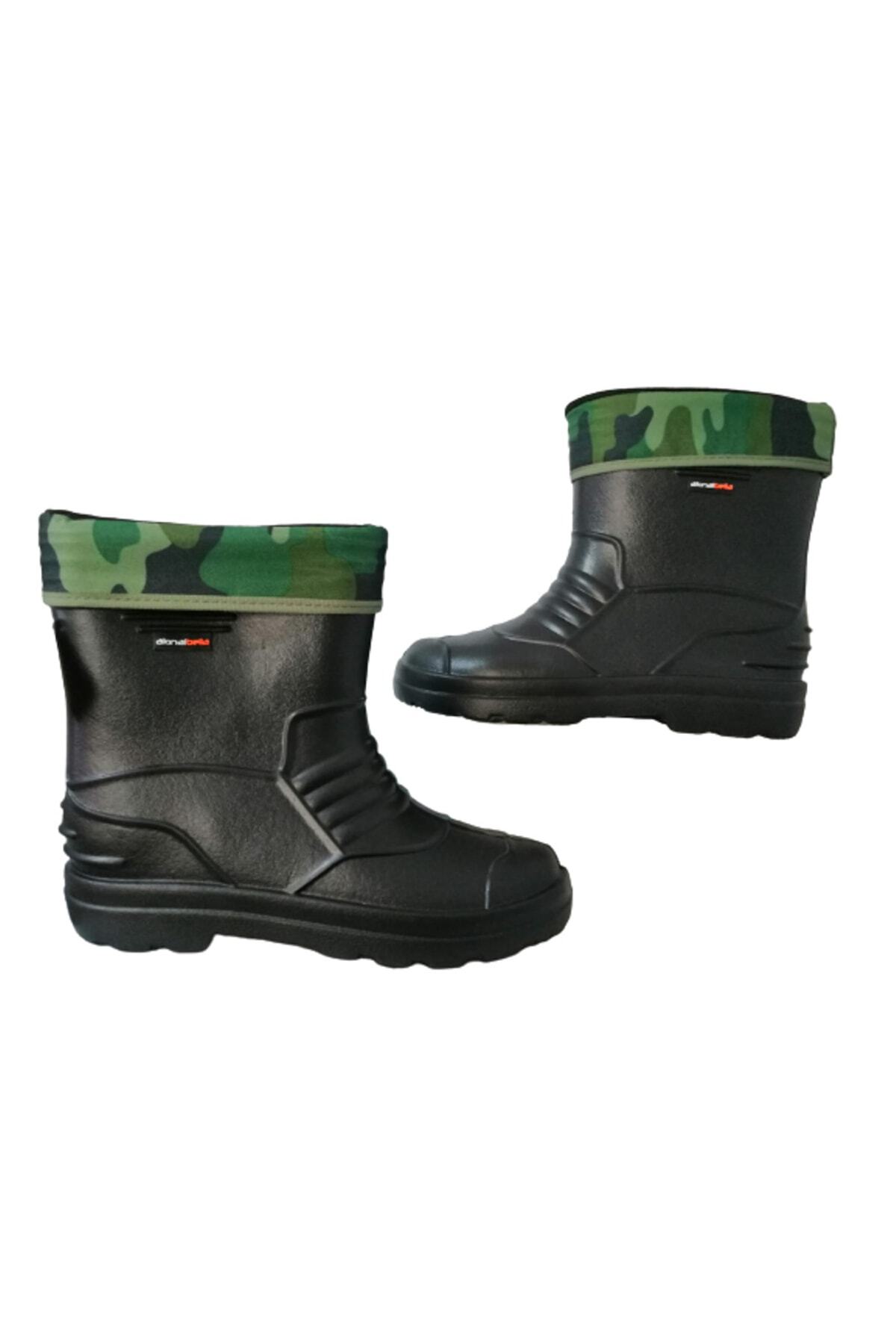 Akınal Bella Ab80-10 Unisex Siyah Çoraplı Eva Ultra Hafif Poli Taban Kısa Yağmur Çizmesi görsel 7