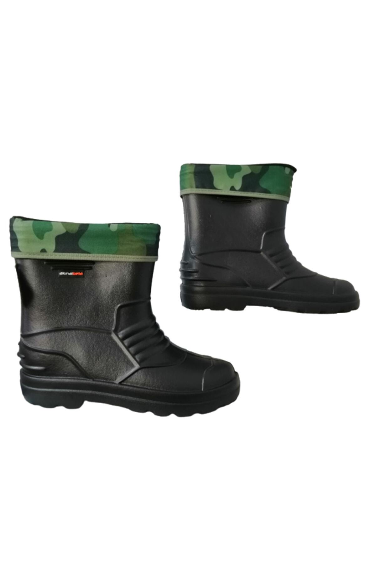 Akınal Bella Ab80-10 Unisex Siyah Çoraplı Eva Ultra Hafif Poli Taban Kısa Yağmur Çizmesi görsel 6
