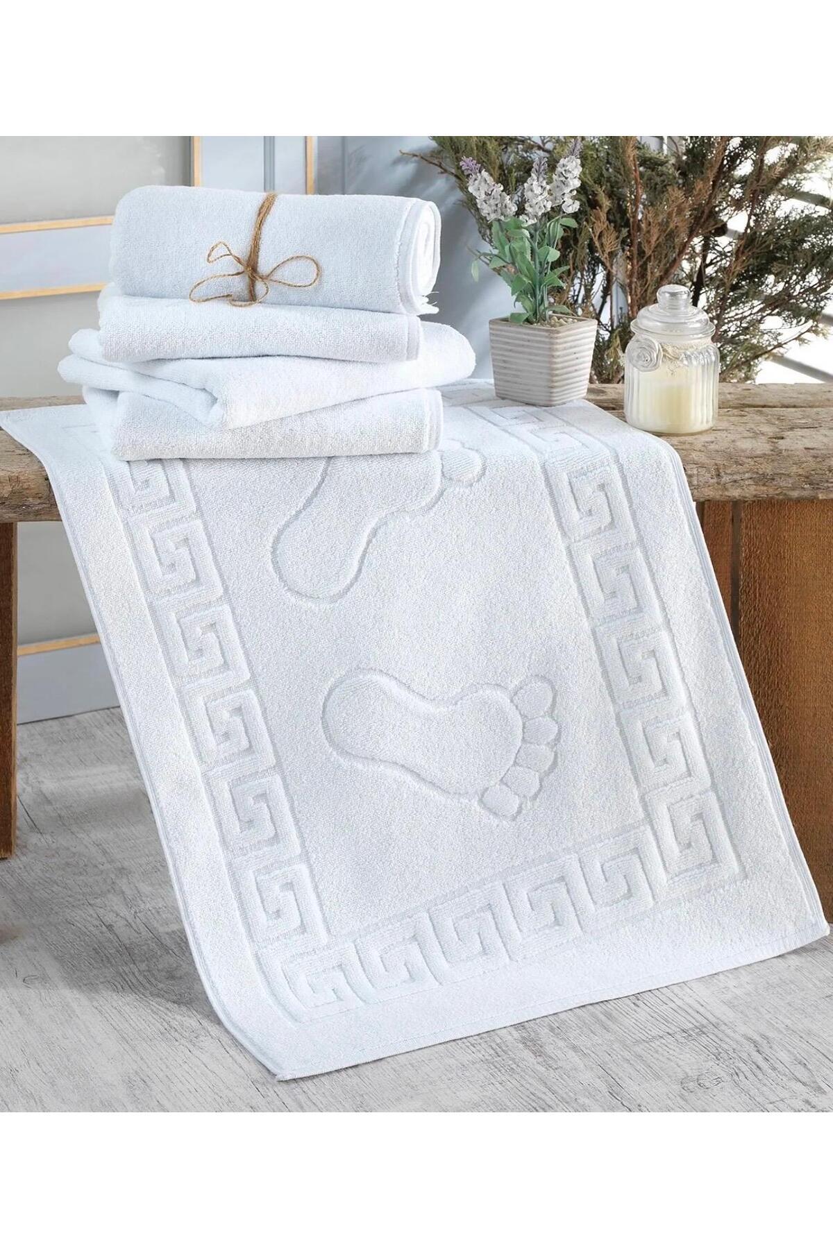 SARİNA renkli bir dünya Otel Ayak Havlusu 50 x 70 1 Adet Beyaz Banyo Paspası