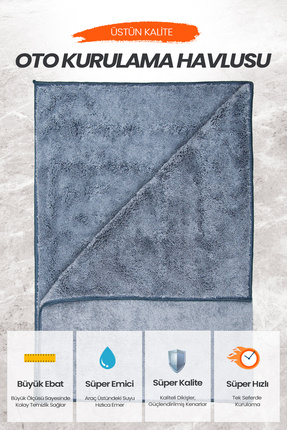 DAT35 BostonDry Mikrofiber Araç Kurulama Havlusu 50x70 cm Ultra Emici Oto Yık...