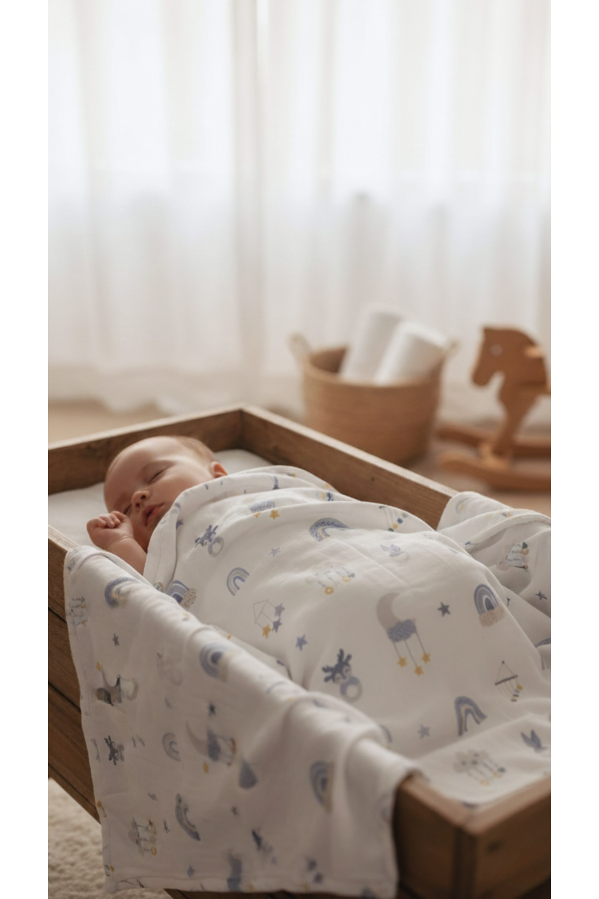 Baby Veil Çift Taraflı Bebek&Çocuk Battaniyesi %100 Pamuk Pazen Desenli 100x120 Cm fotoğrafı 2 (önizleme)