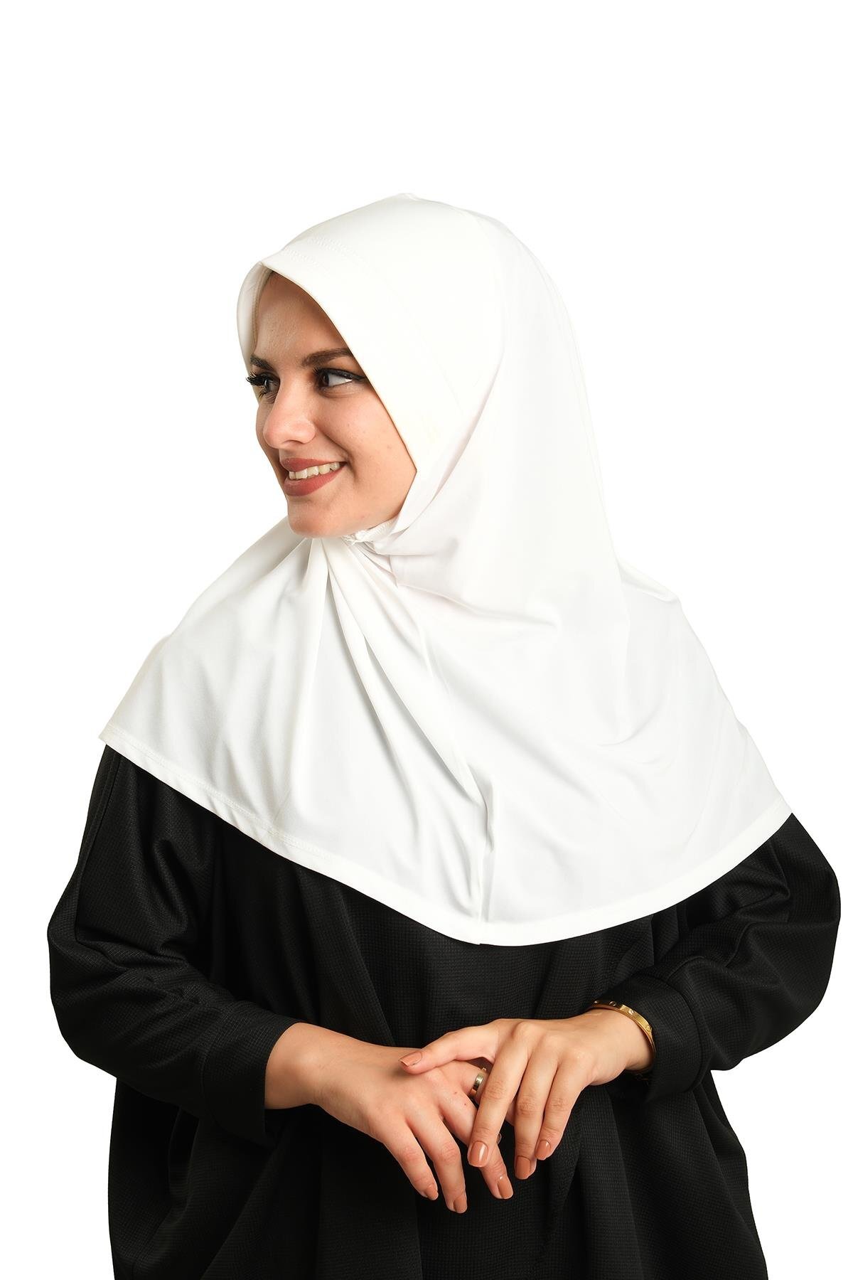 Cream Practical Ready-to-Place Hijab Scarf Sandy Fabric Plain 1600_40