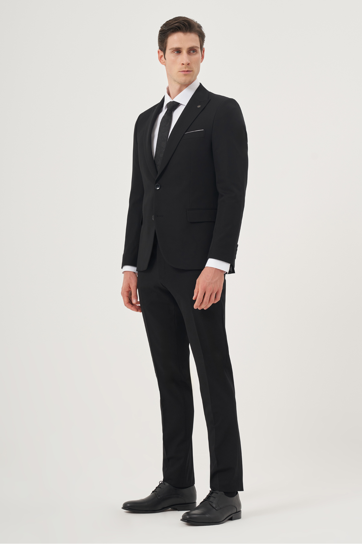 Morven  Erkek Siyah Basic Düz Slim Fit Dar Kesim 6 Drop Takım Elbise - Görsel 4