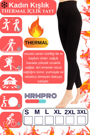 mrmpro Termal Kışlık Kadın Siyah Thermal Içi Polarlı Şardonlu Termal Tayt