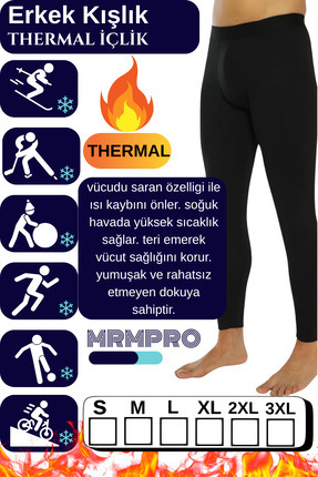 mrmpro Erkek Siyah Termal İçlik – Peluş Polarlı, Kışlık, Sıcak Tutucu ve Daya...