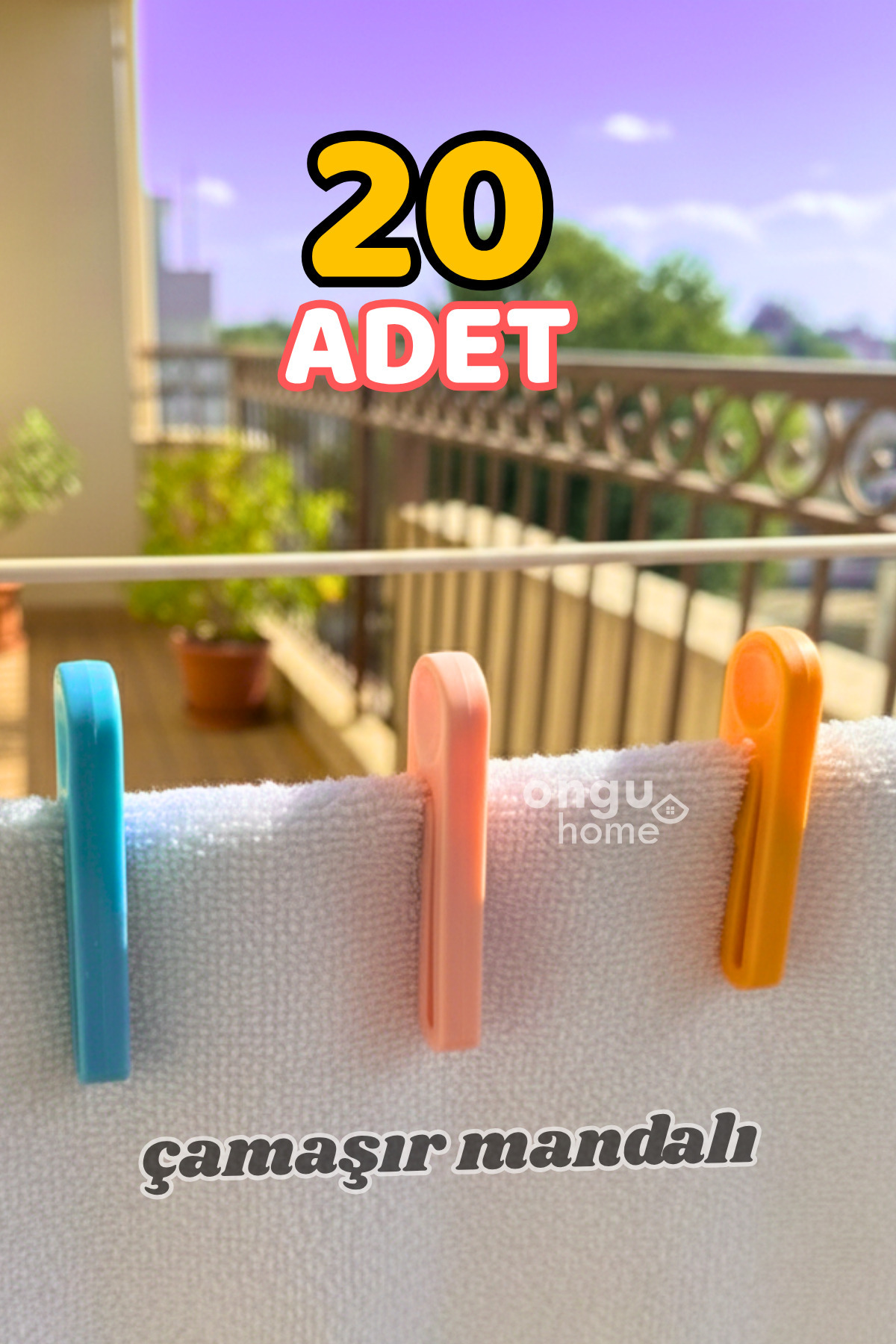 ongu home Çamaşır Mandalı Rüzgar Geçirmez Mandal Poşet Klipsi Mandalı Yaysız Mandal Renkli 20 Adet