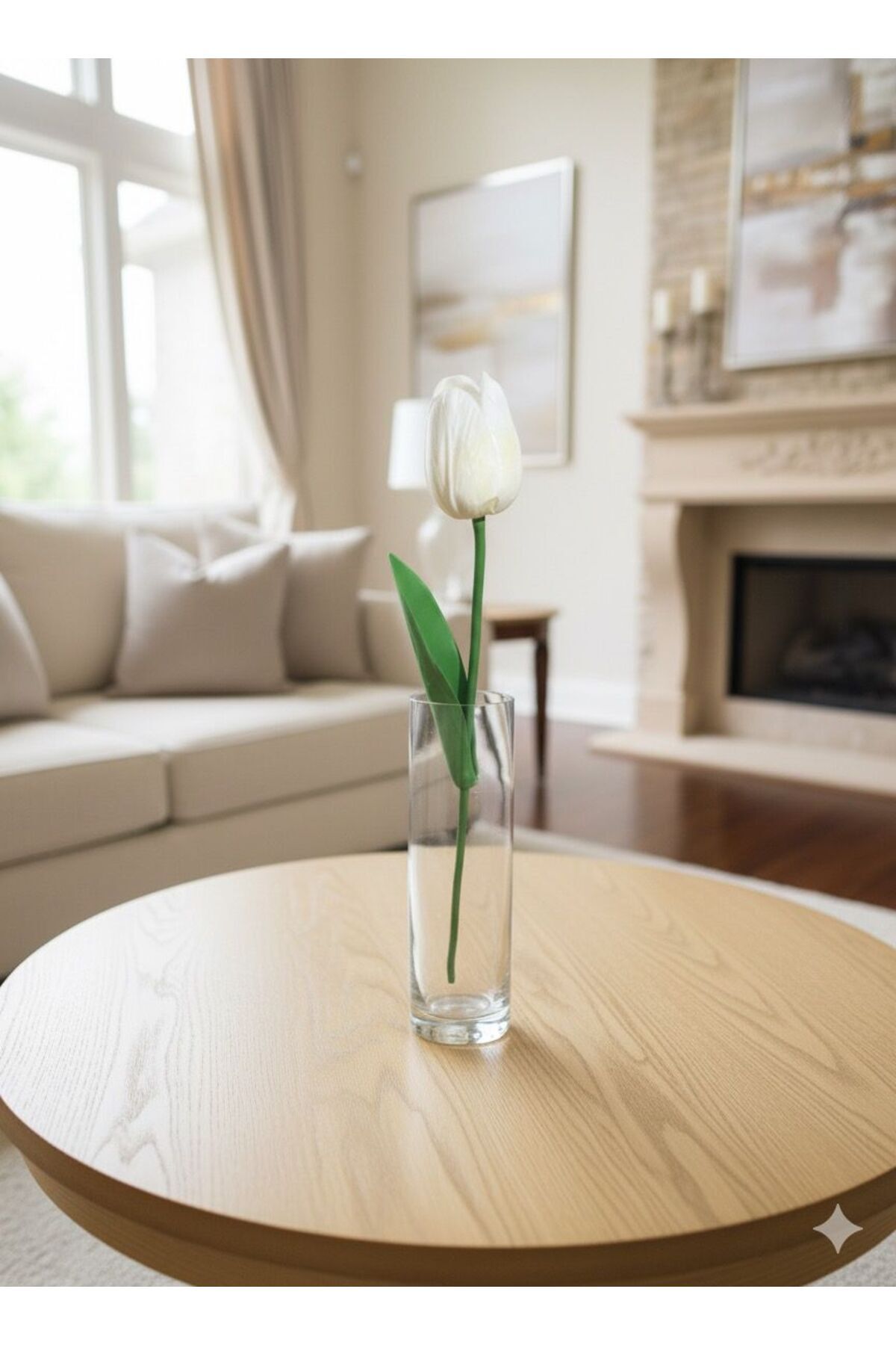 tml temalife DEKORATİF 1 ADET YAPAY ISLAK LALE BEYAZ