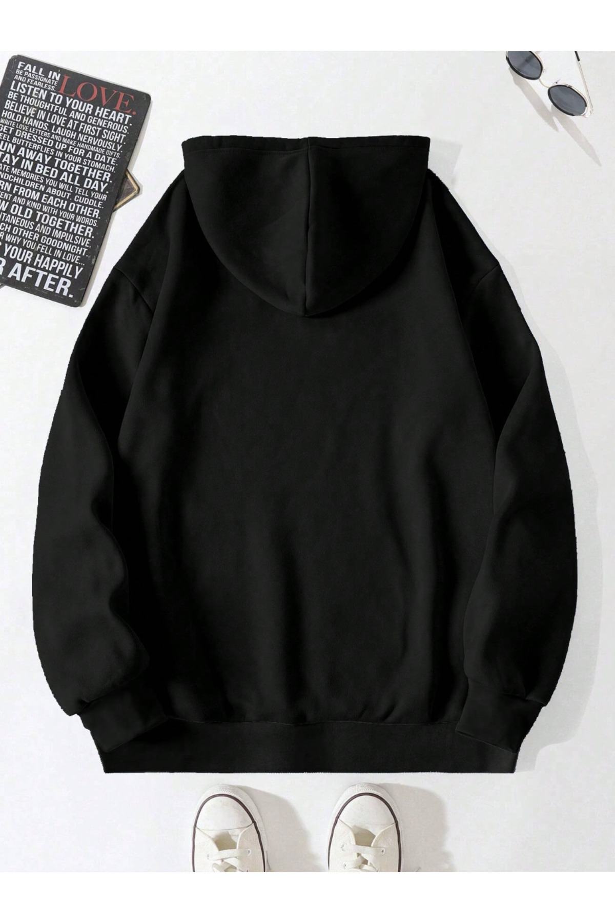 COHERENT Unisex Erkek/Kadın CHERRIES Renkli Özel Baskılı Pamuklu Oversize Kapüşonlu Sweatshirt görsel 2
