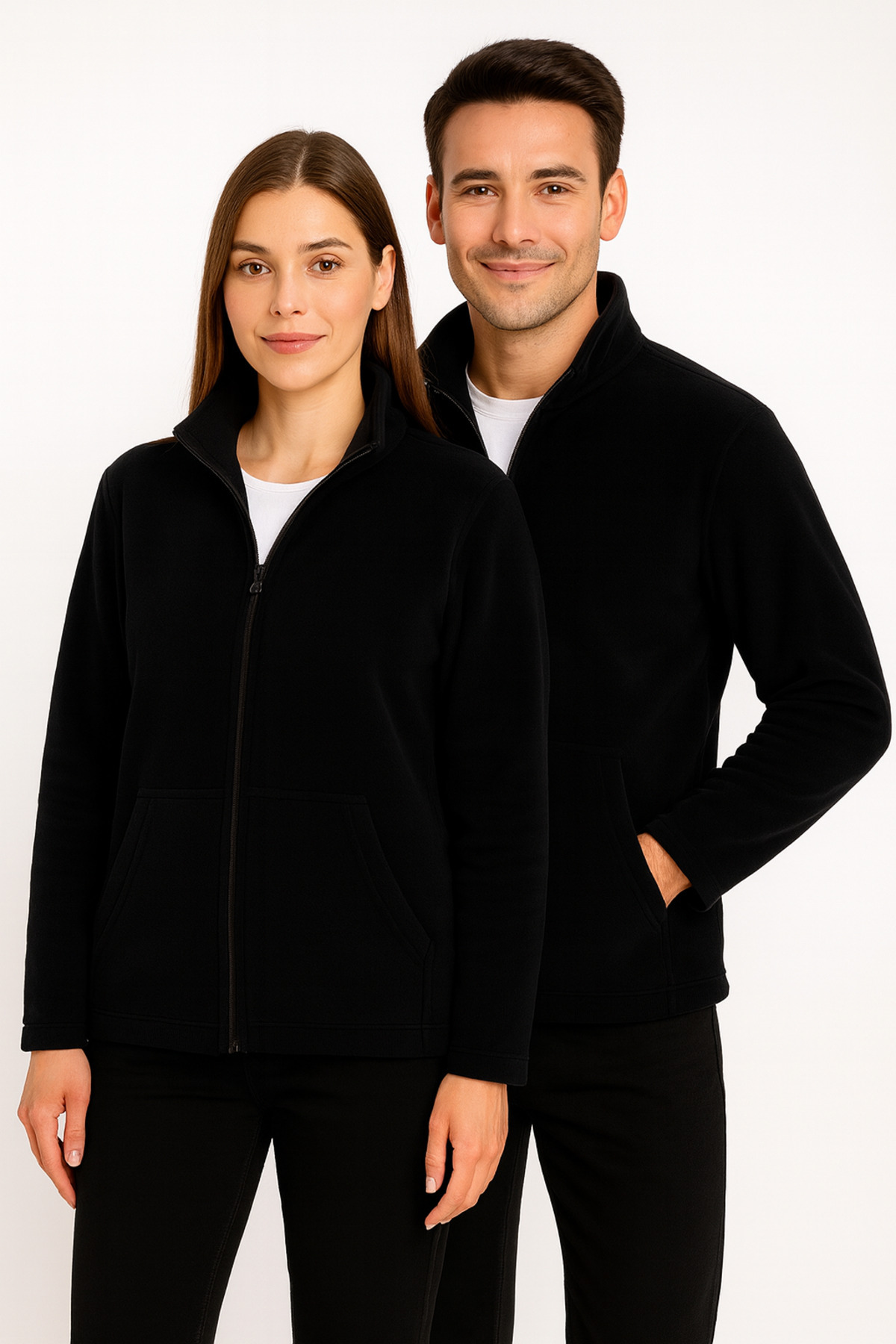 KaeLaurean Unisex Siyah Anti-pilling Tüylenme Yapmayan Standart Fit Tam Fermuarlı Soğuk Geçirmez Polar Hırka