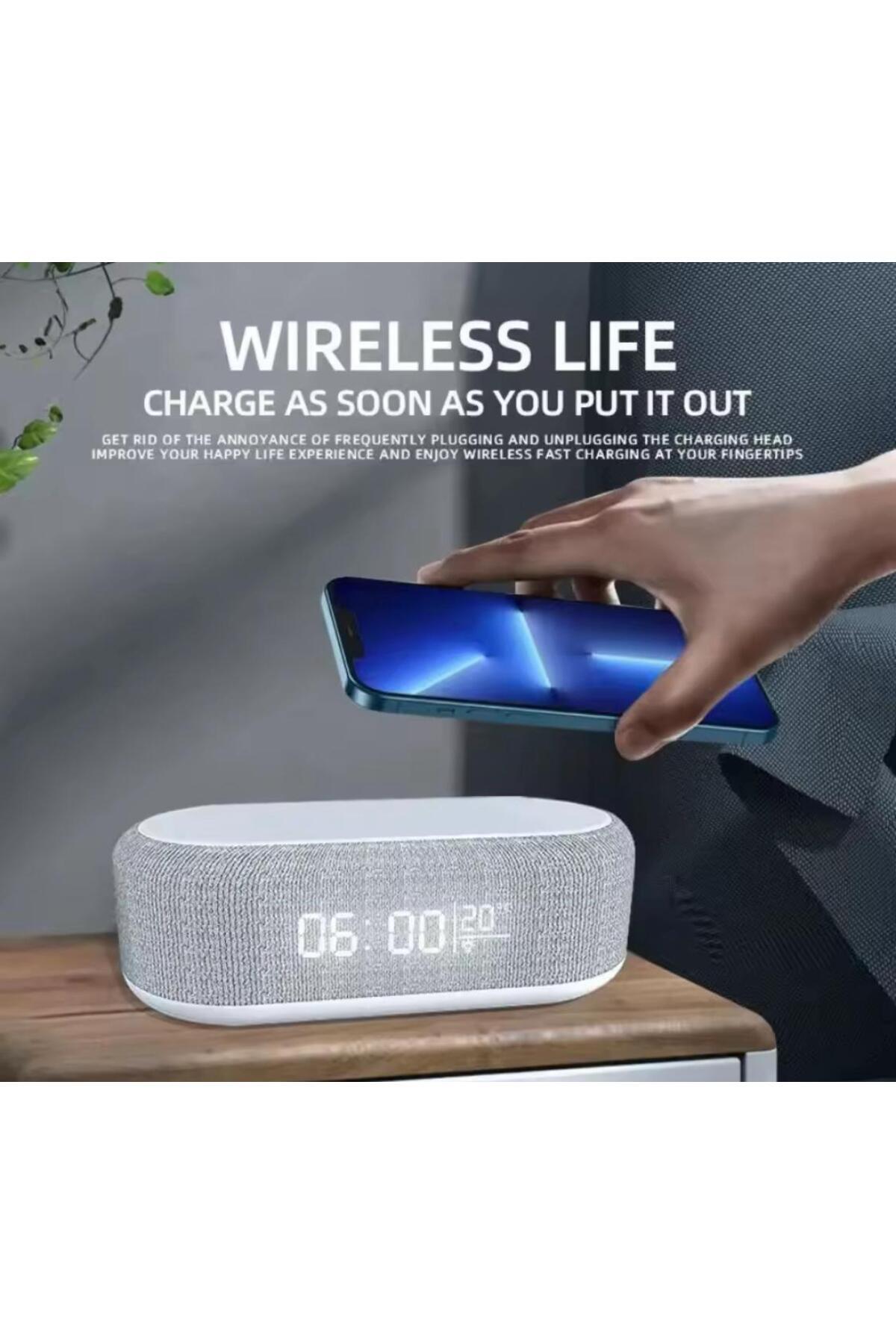 fortrek Alarm Saatli Kablosuz Şarj Cihazı Telefon Yatak Odası Lambası Gece Lambası Masaüstü