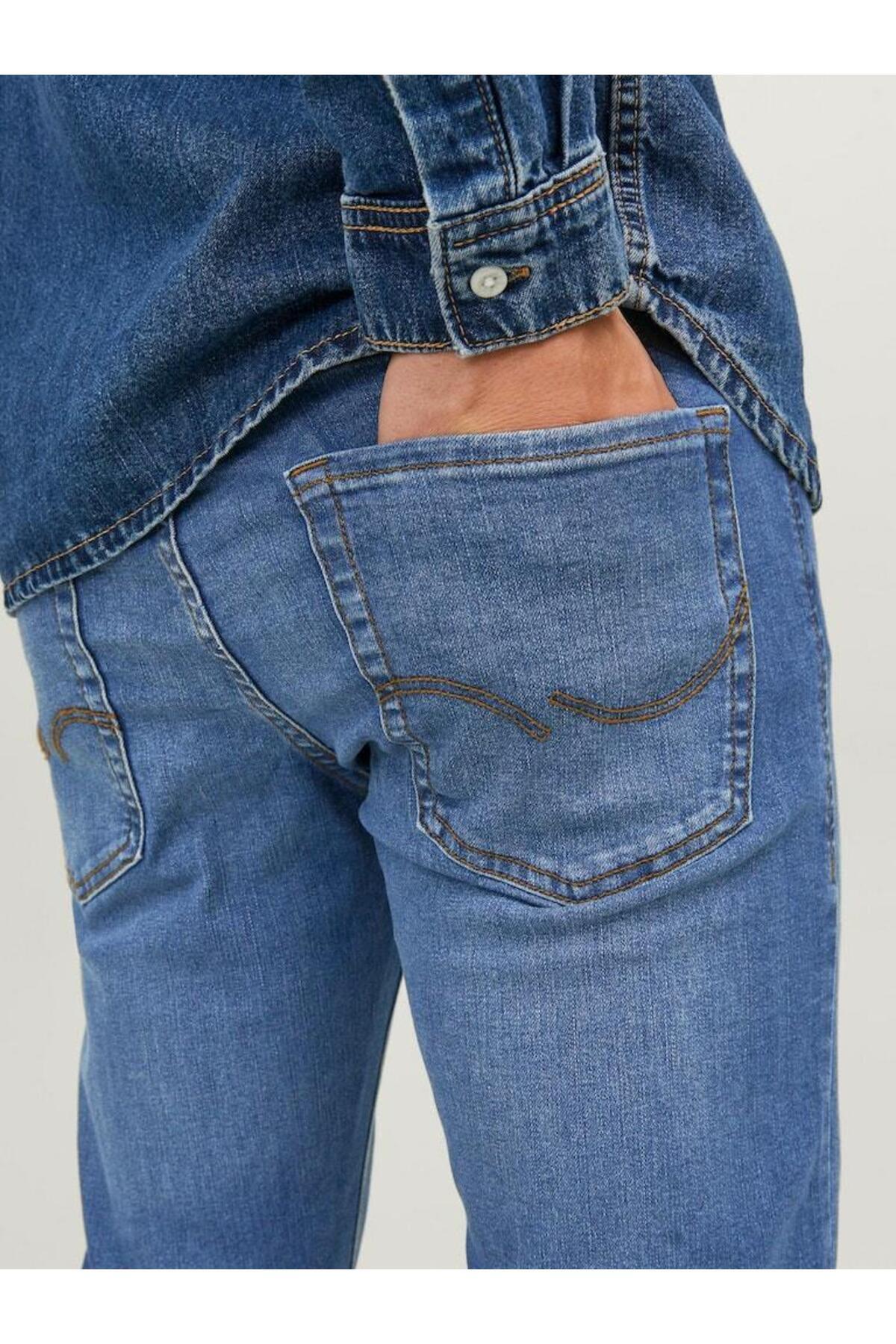 Jack & Jones  Jjiglenn Jjoriginal Sq 223 Noos Mavi Erkek Jean Pantolon 12243592 - Görsel 3
