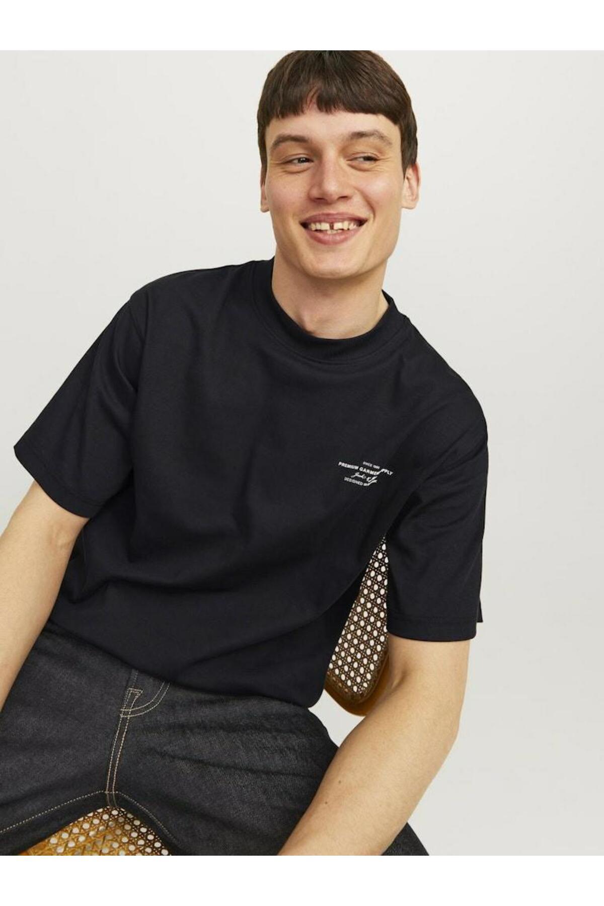تیشرت مردانه راسته آستین کوتاه | جک اند جونز Jack & Jones 12259357-Black - تصویر 5
