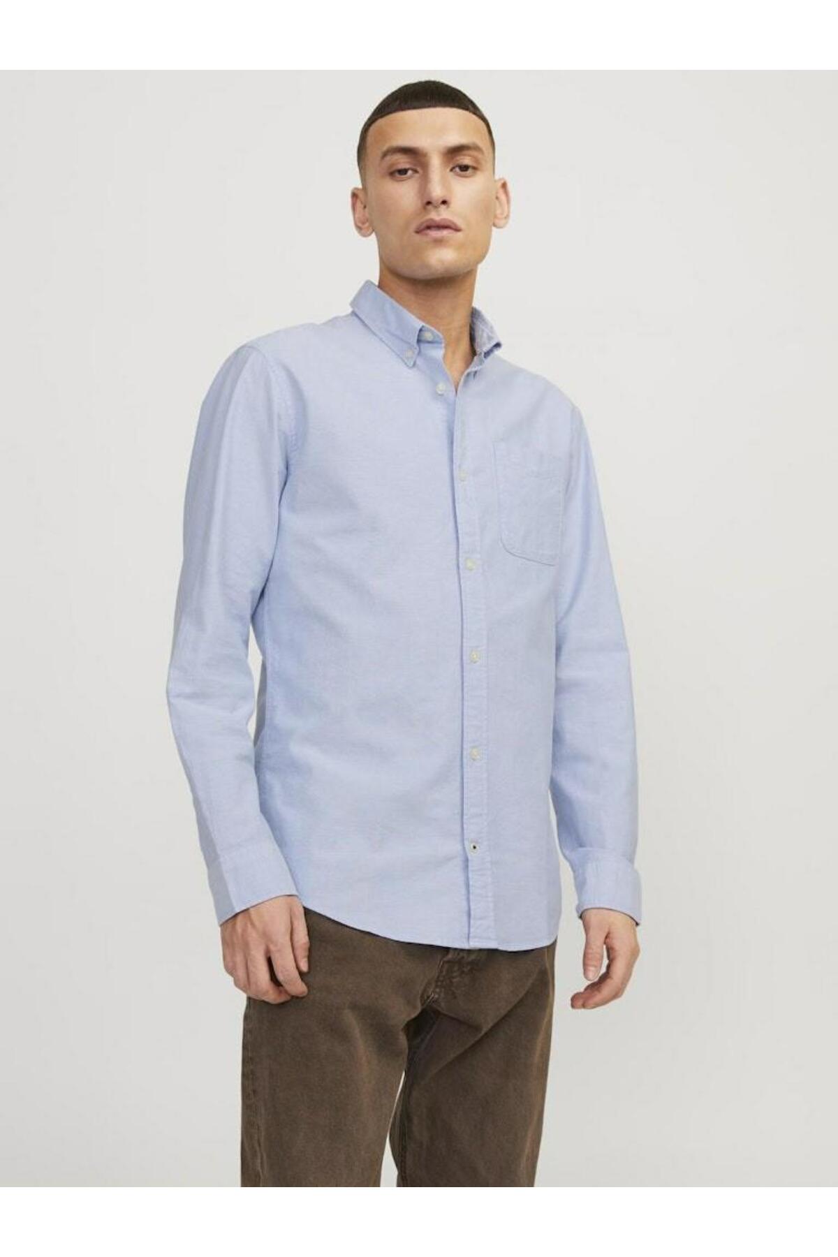 پیراهن مردانه راسته آستین بلند | جک اند جونز Jack & Jones 12182486-Cashmere B - تصویر 2