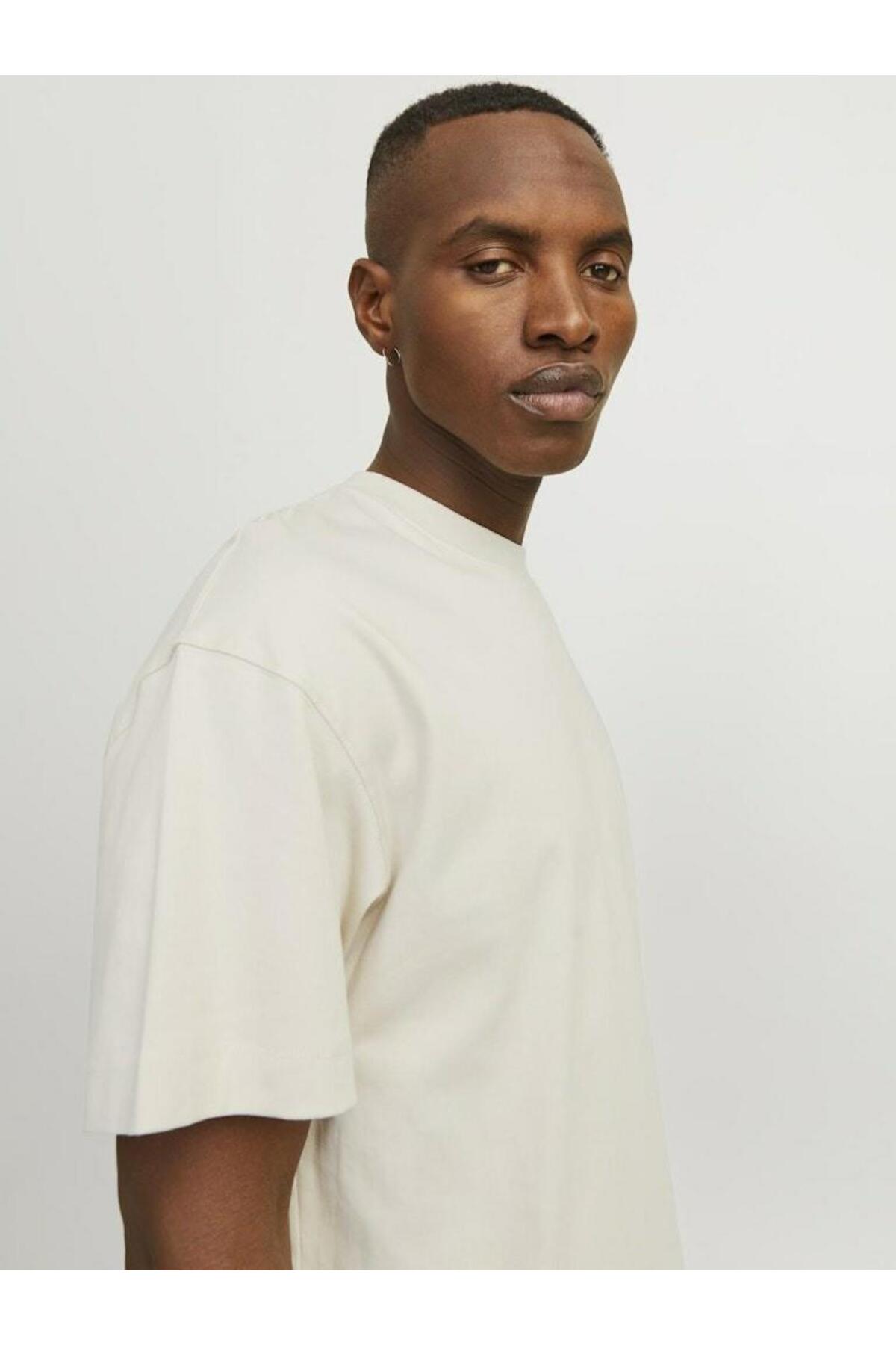 تیشرت مردانه راسته آستین کوتاه | جک اند جونز Jack & Jones 12254412-Moonbeam - تصویر 4