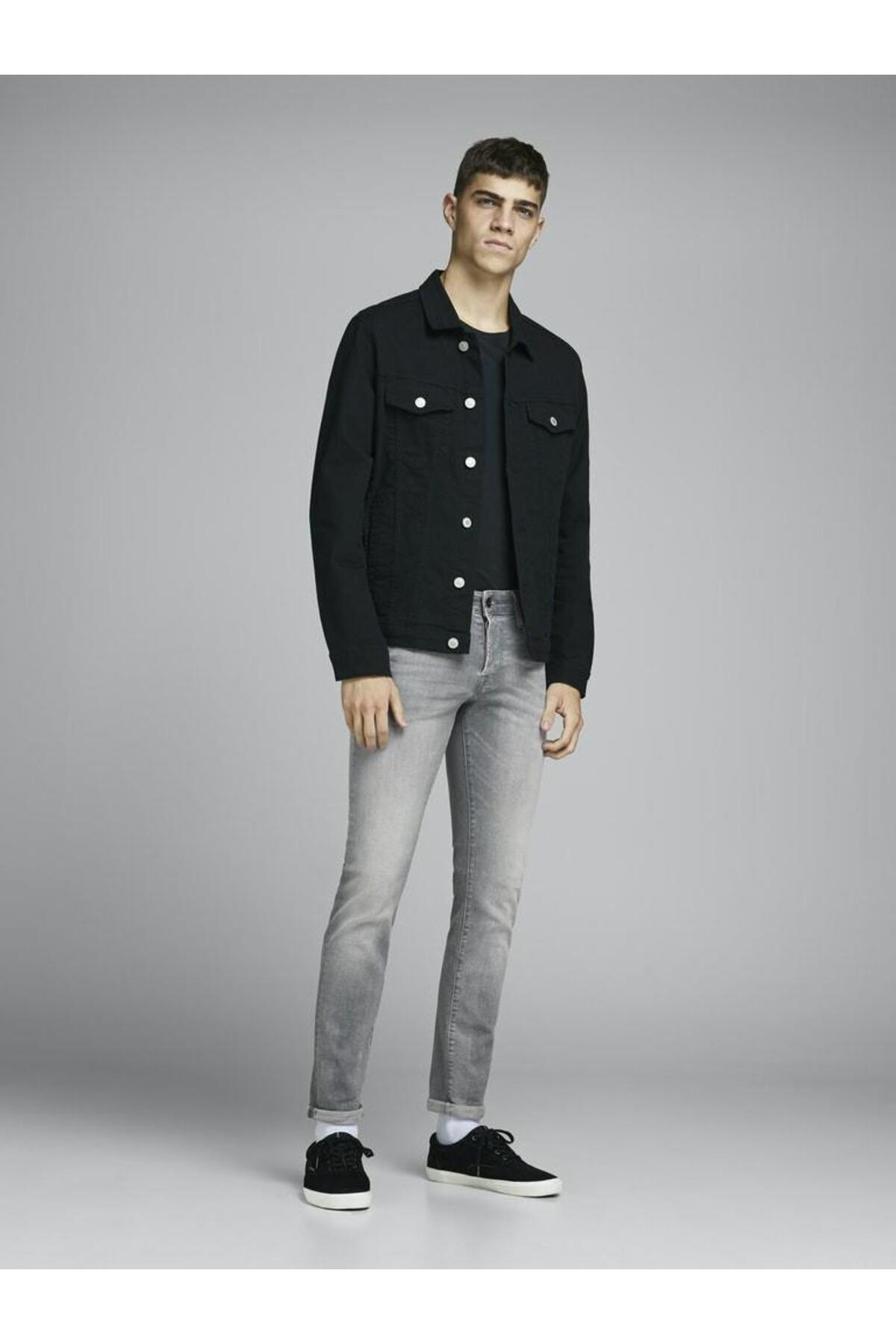 شلوار جین مردانه راسته فاق نرمال | جک اند جونز Jack & Jones 12147024-Grey Denim - تصویر 4