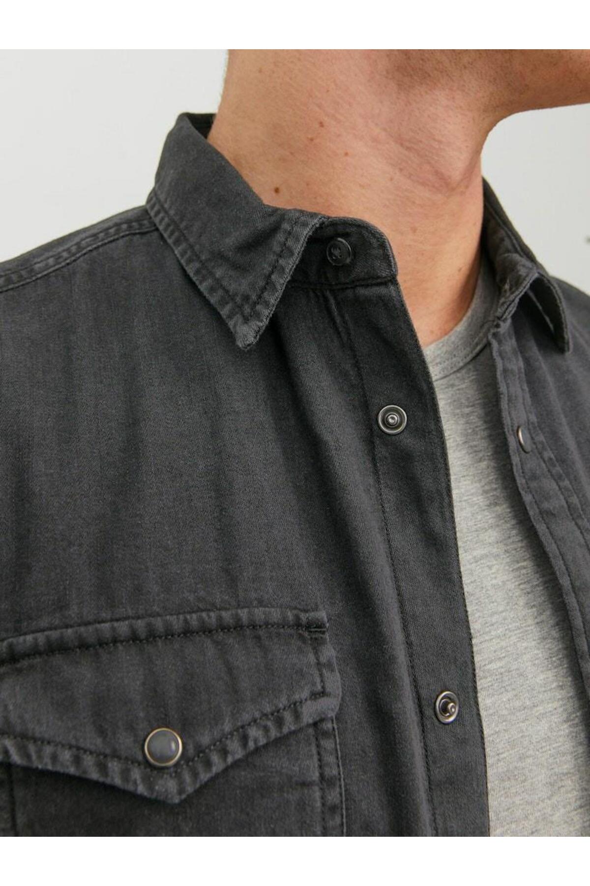 Jack & Jones  JJESHERIDAN SHIRT L/S NOOS Black - Görsel 3