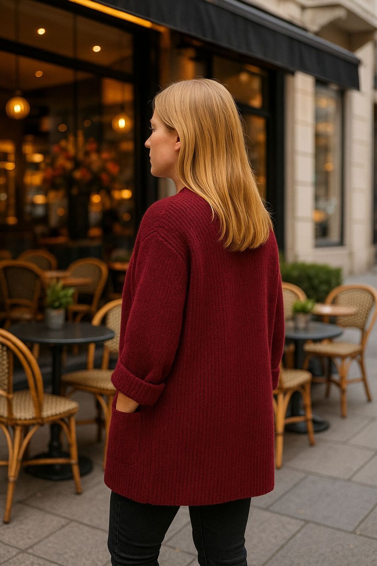 citycenterfashion  Kadın Kalın Örgü Yumoş İplik Hırka cty-cnd-11397 - Görsel 3