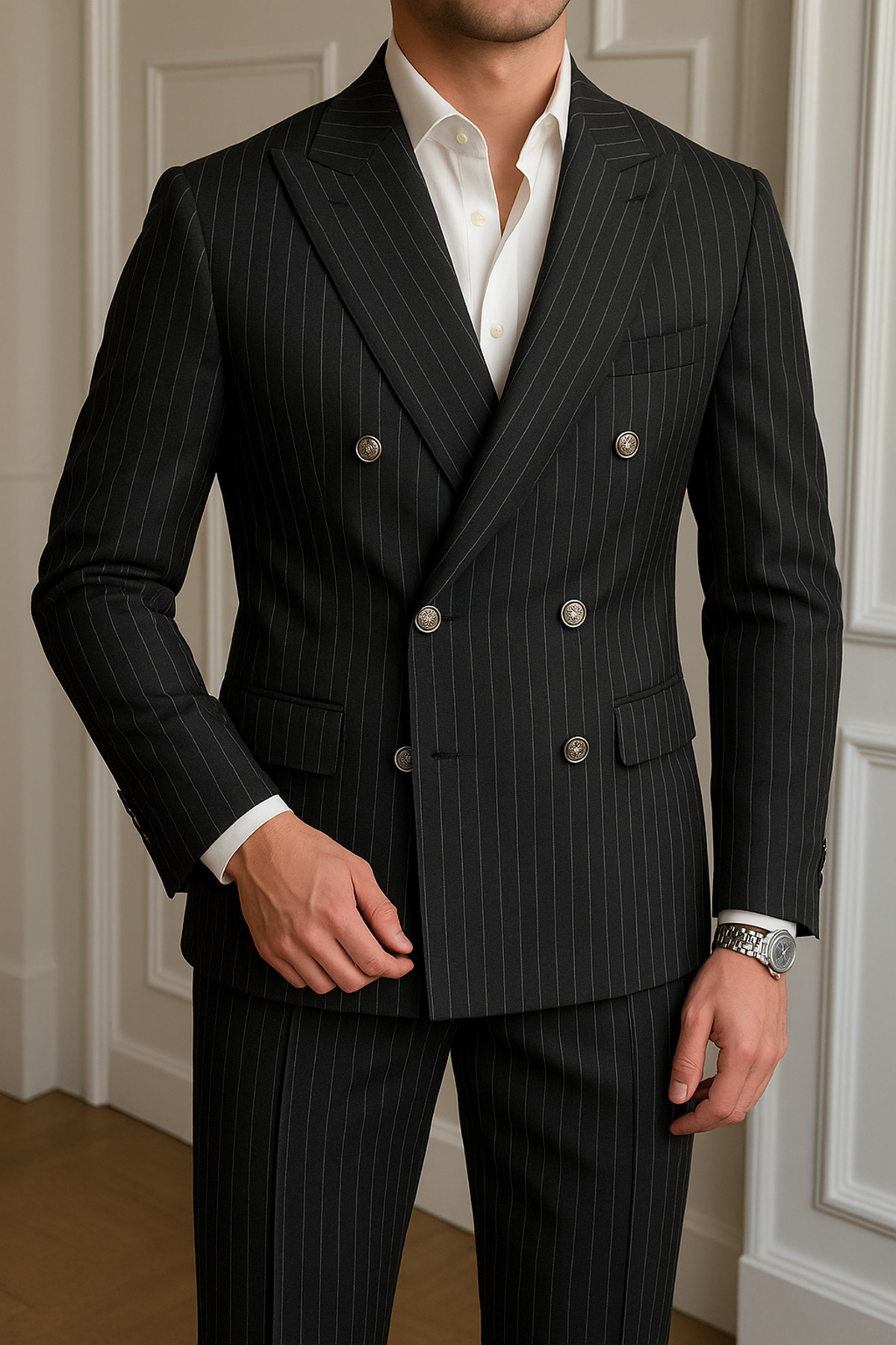 town walker Erkek Çizgili Kruvaze Takım Elbise