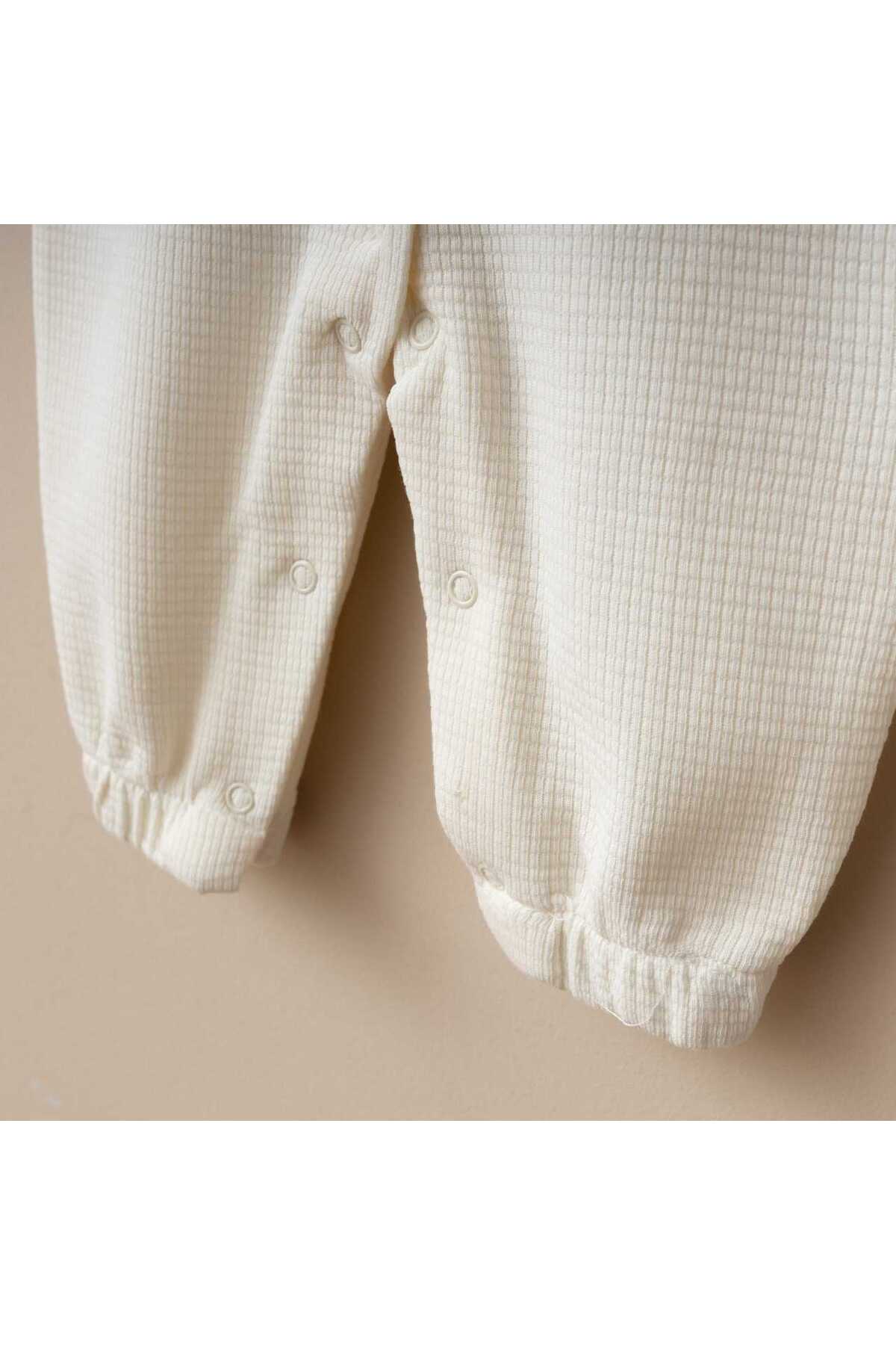 Minimus Yenidoğan Kız ve Erkek Bebek Pamuklu Waffle Dokulu Tulum Set Hastane Çıkışı Naturel fotoğrafı 6 (önizleme)