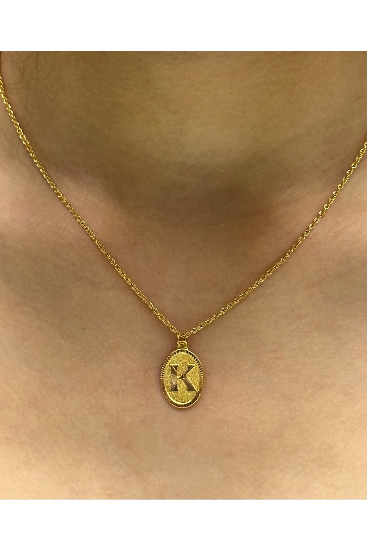 Hakan Güler Kuyumculuk Altın Nostaljik K Harfli Halat Zincir Kolye