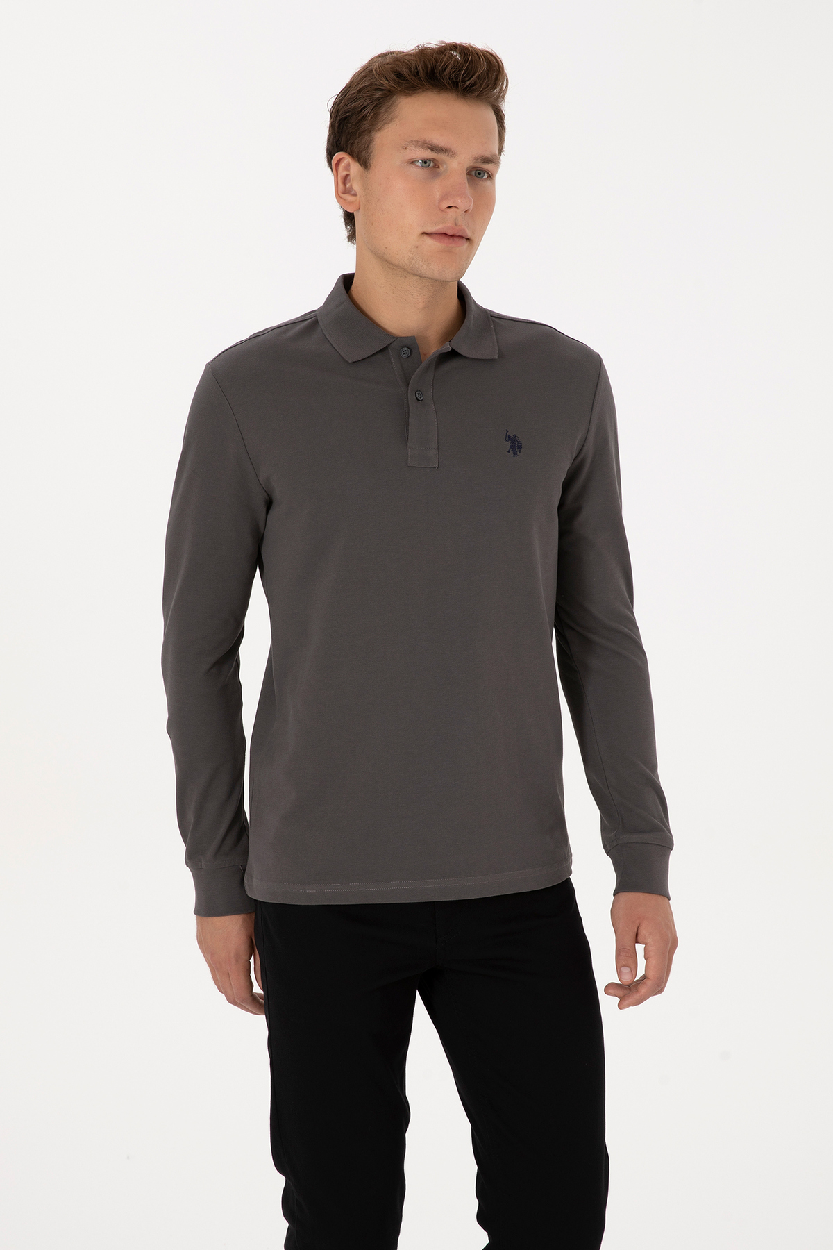 سویشرت مردانه طوسی یقه پولو فیت معمولی U.S. Polo Assn. — 3