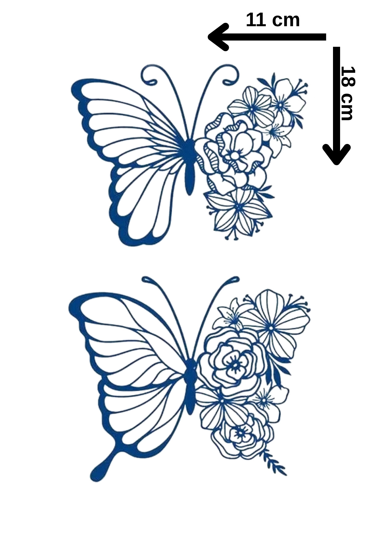 Barly 30 Gün / 1 Ay Kalıcı Kelebek Figürlü 12 Saat Sonra Kararan Geçici Dövme Tattoo