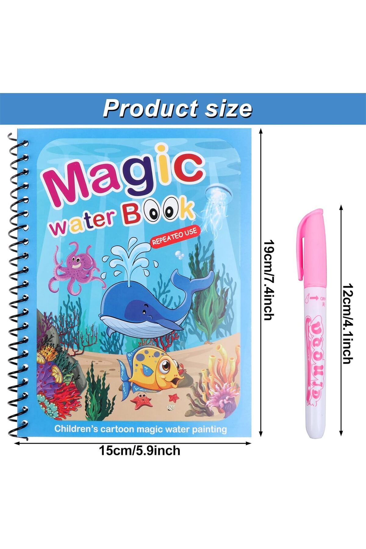 کتاب رنگآمیزی جادویی آب ۶ تکه، کتابهای نقاشی جادویی با قلم آب، کتابهای رنگآمیزی بدون بههمریختگی