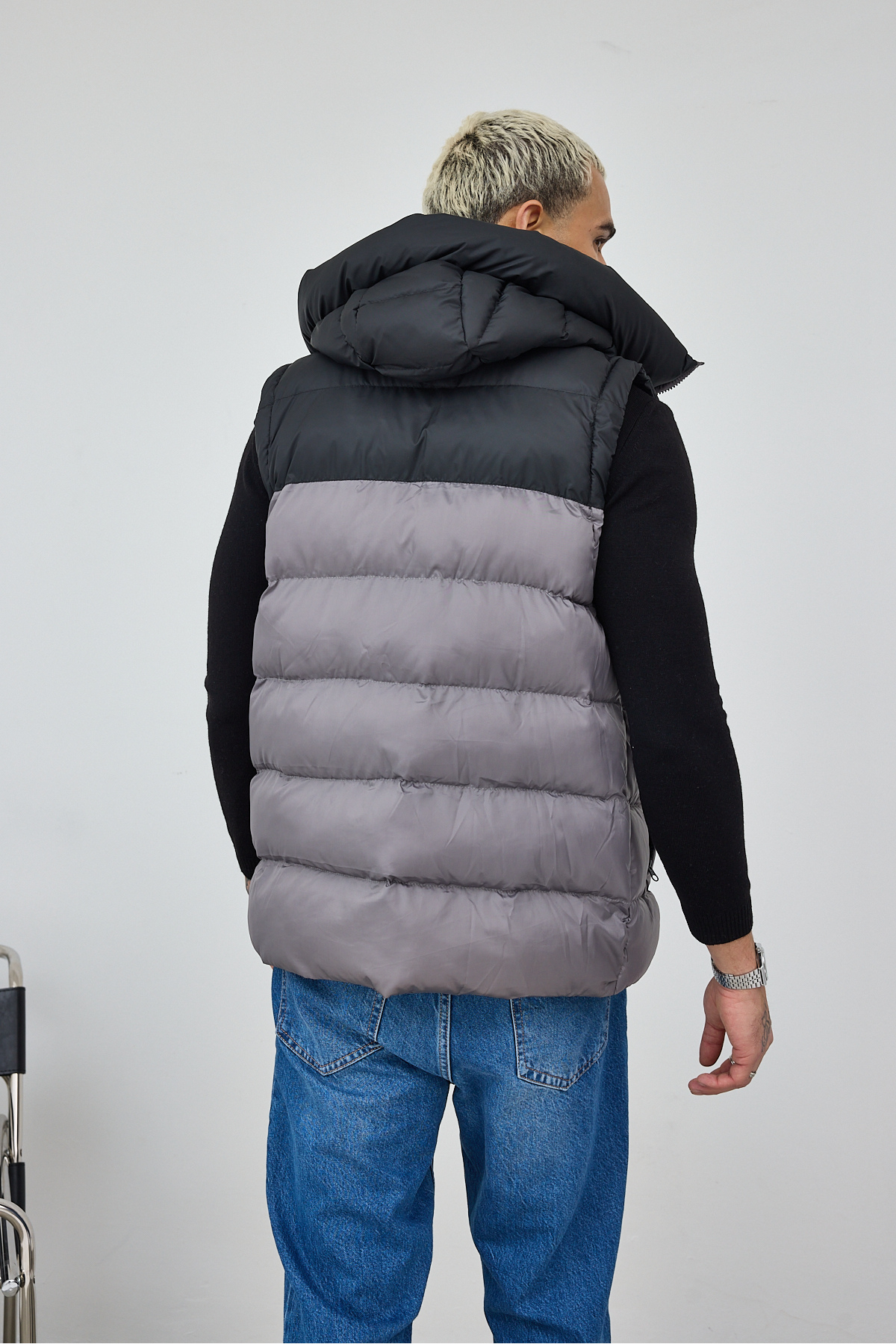 MADZEYMODA Premium Erkek Kapüşonlu Kalın Füme Şişme Yelek LS-59293 görsel 5
