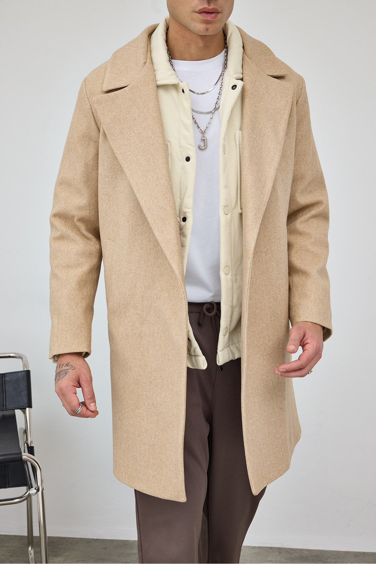  کاپشن مردانه ممتاز سایز بزرگ بدون دکمه از جنس سمور، جنس کشمیر، مدل LS-56158