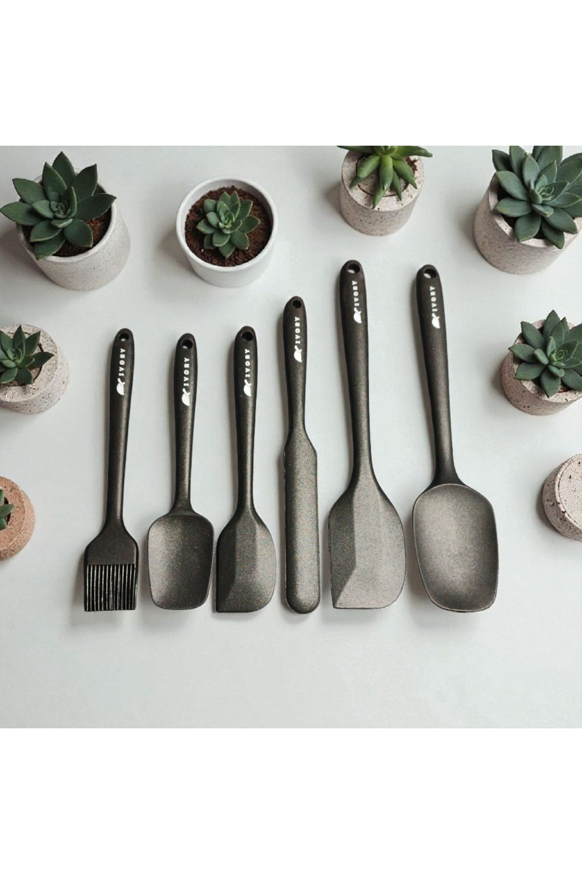 IVORY Yanmaz yapışmaz 6 lı silikon spatula (mutfak seti)