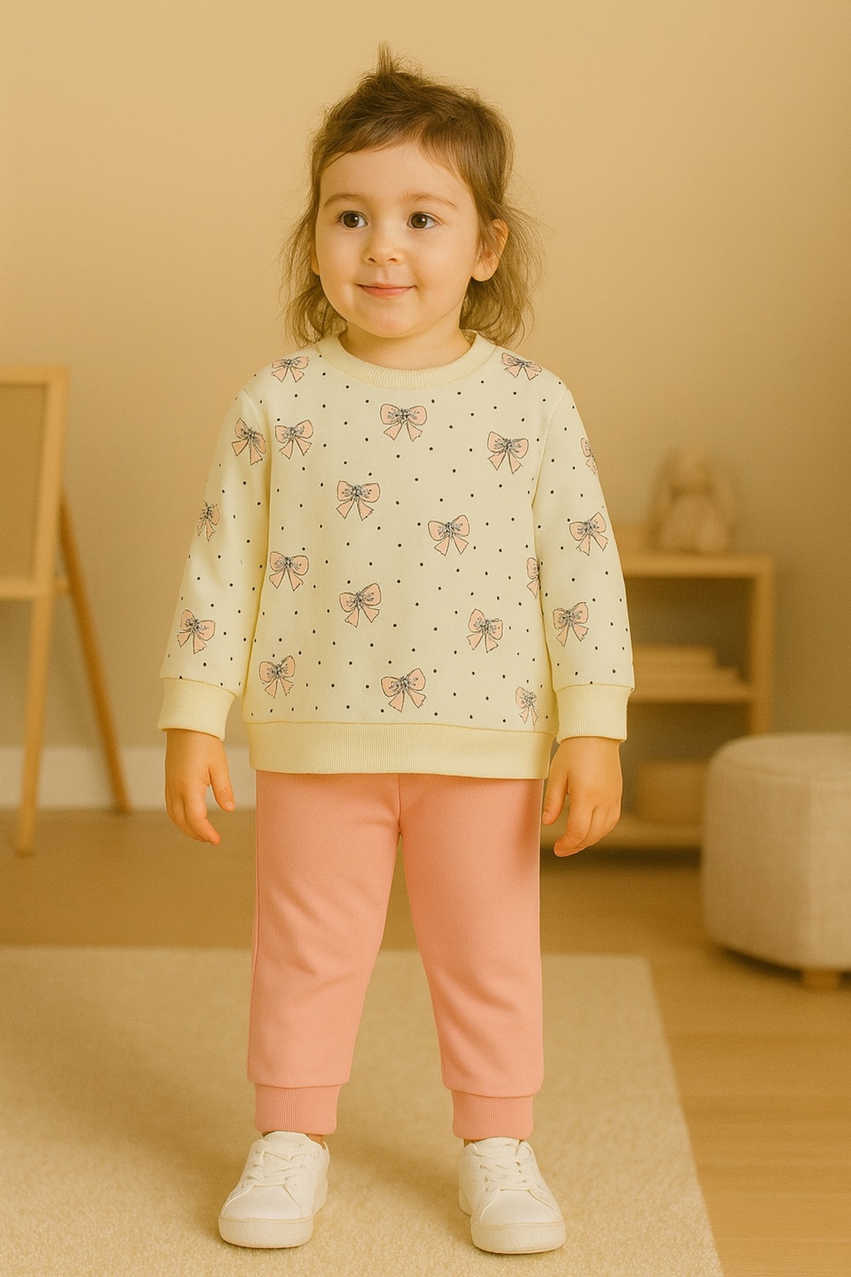 Le Touche Kız Çocuk Kurdele Desenli Pamuklu 2'li Pijama Takımı fotoğrafı 4 (önizleme)